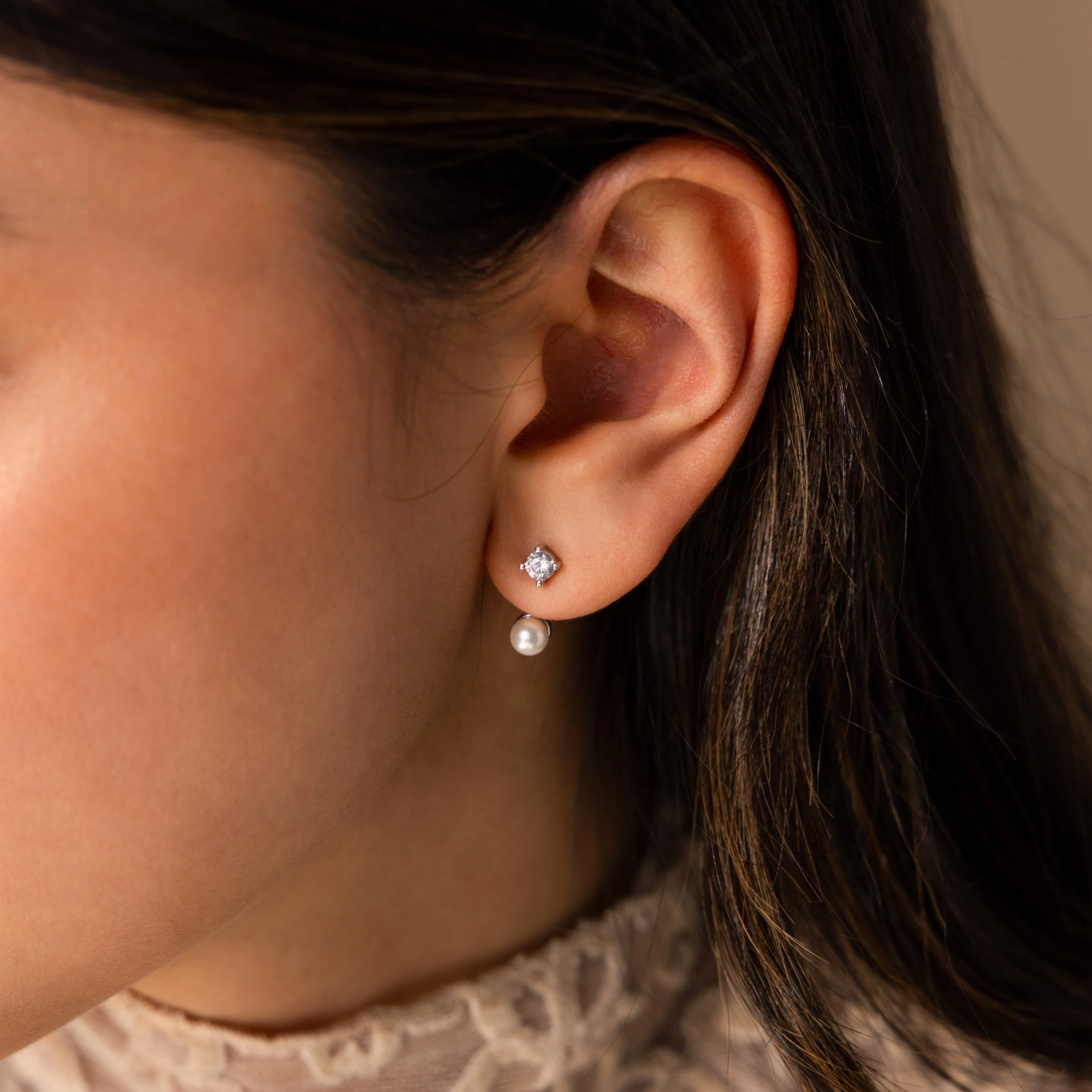 Diamond Pearl Ear Jackets - Image 4