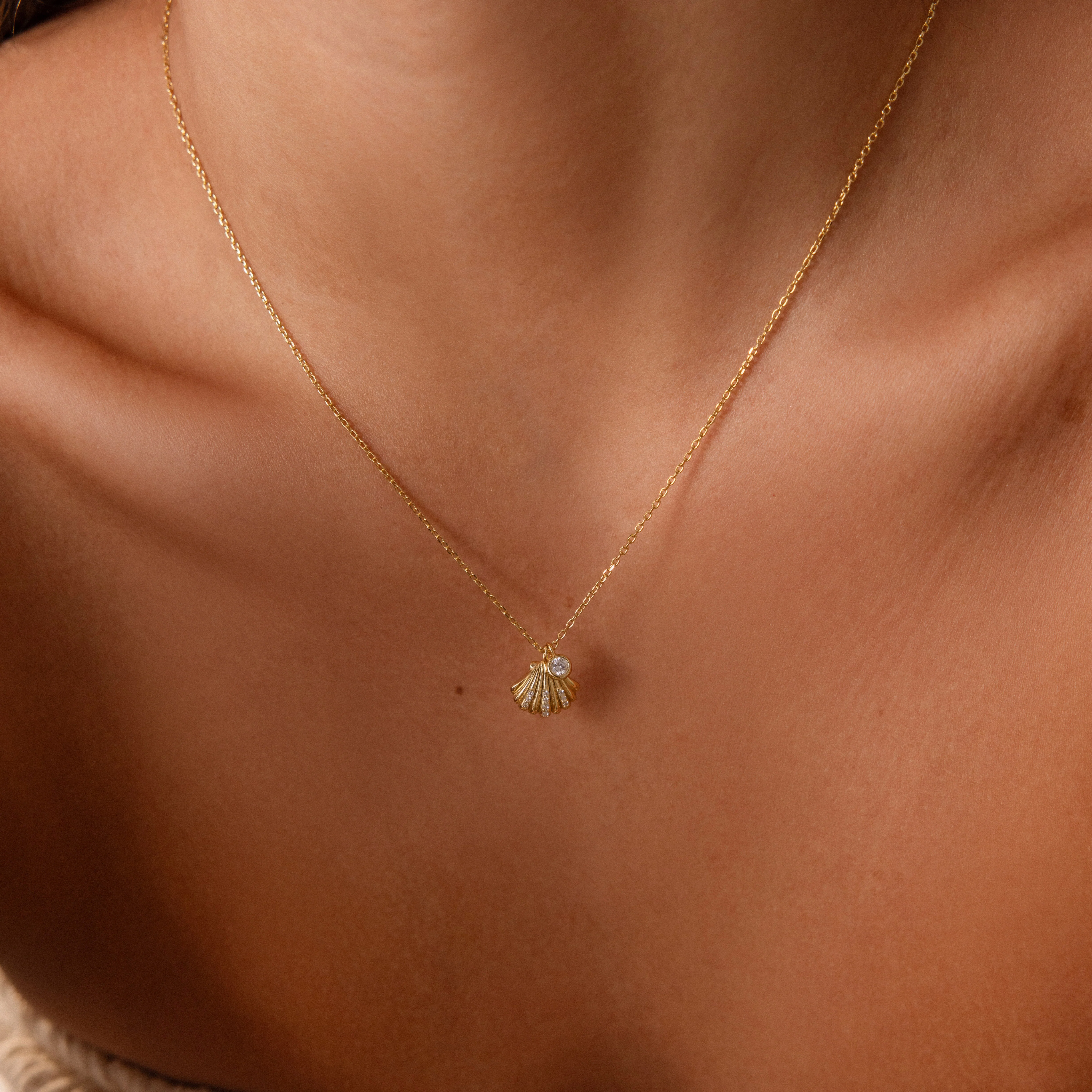 Diamond Seashell Charm Necklace - Image 3