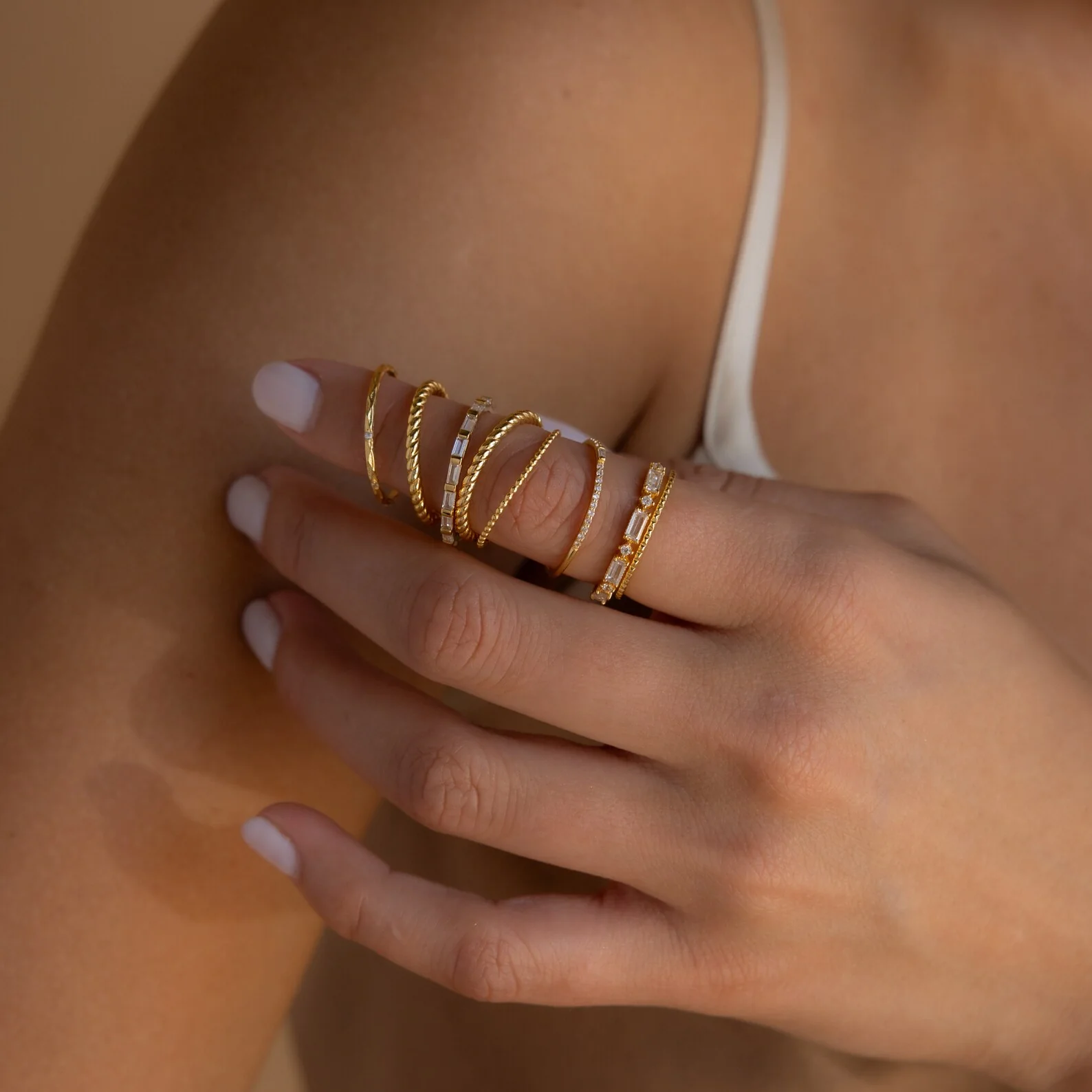 Diamond Stacking Ring Set in 18K Gold - Image 3