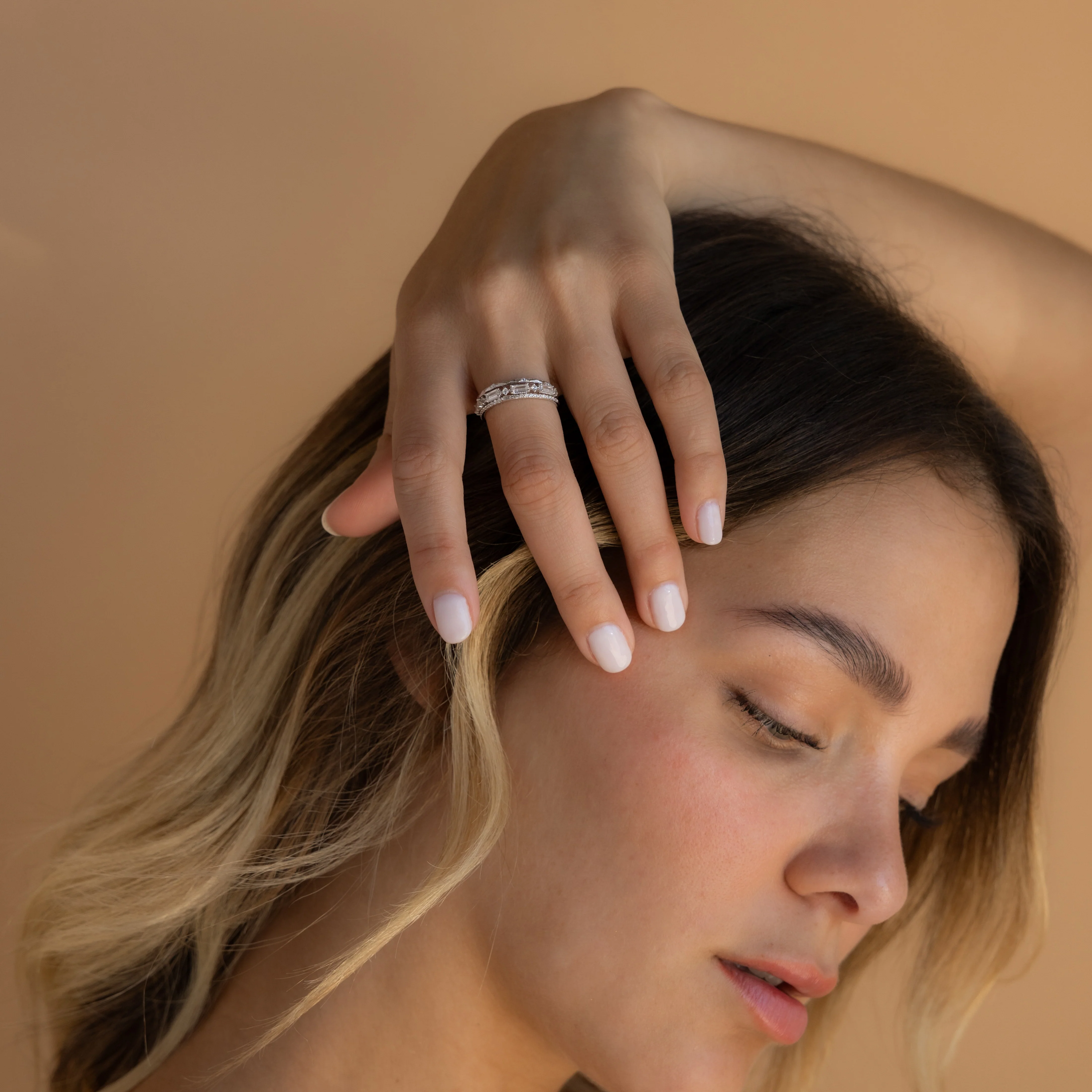 Diamond Stacking Ring Set in Silver - Image 4