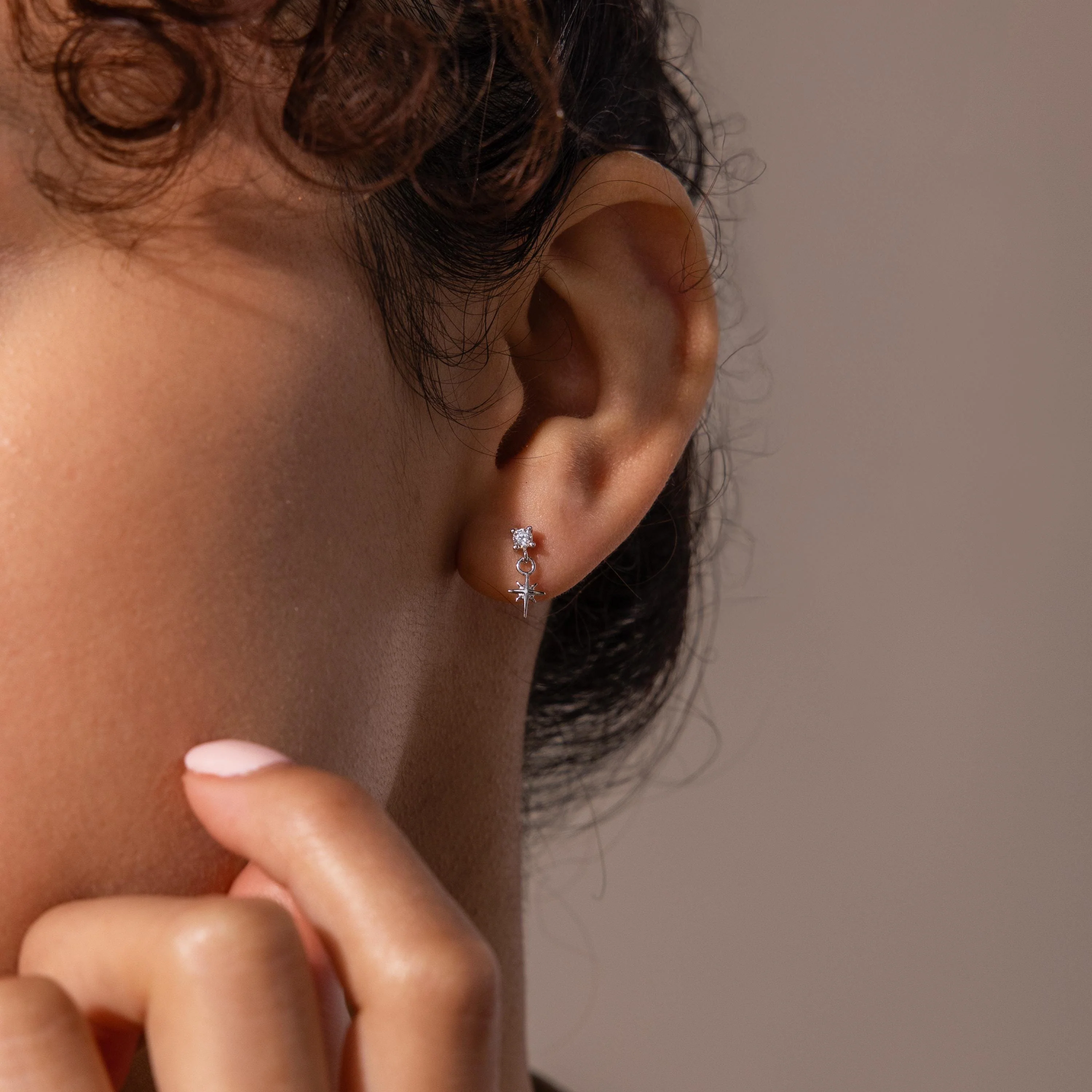 Diamond Star Flatback Studs in Silver - Image 2