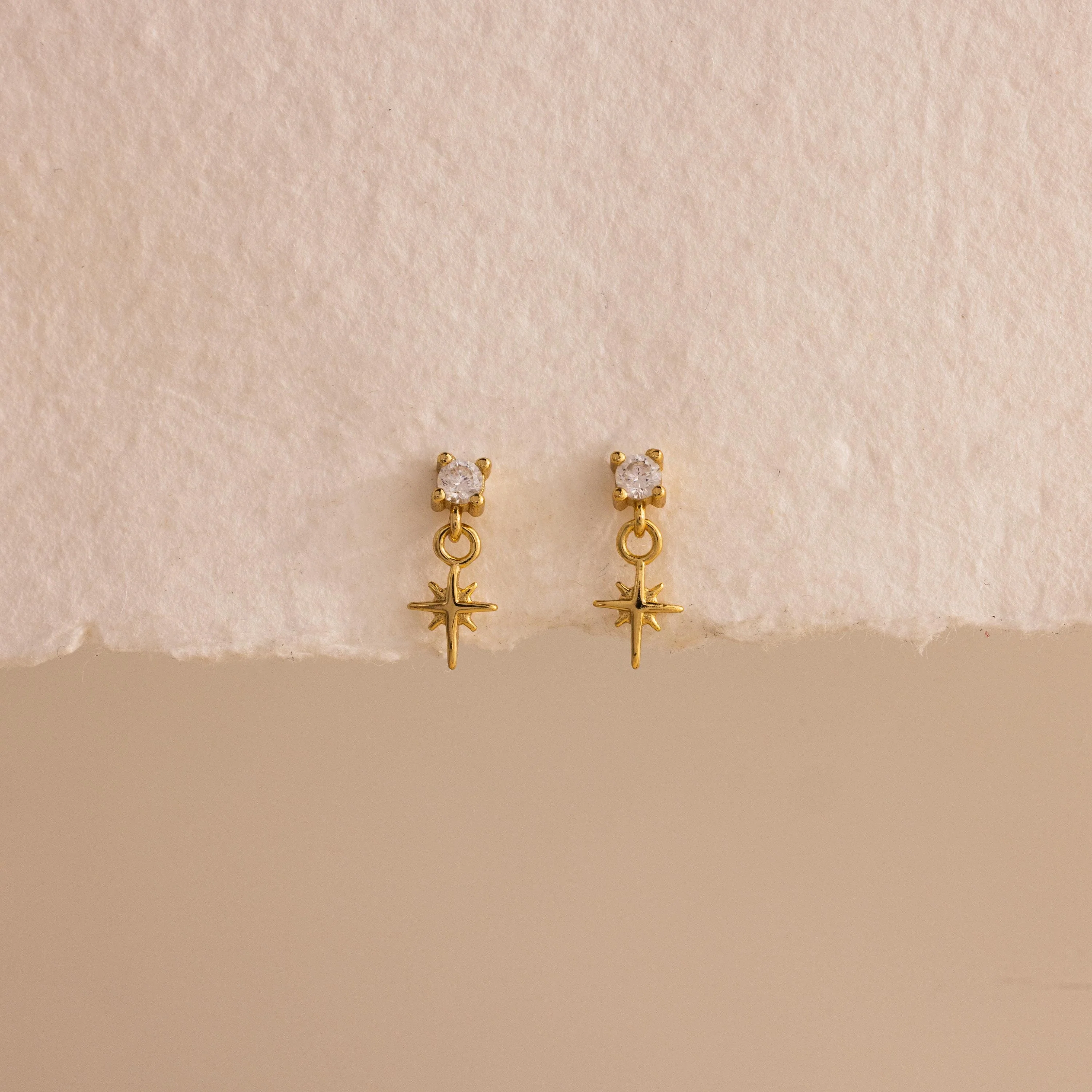 Diamond Star Flatback Studs in 18K Gold - Image 3