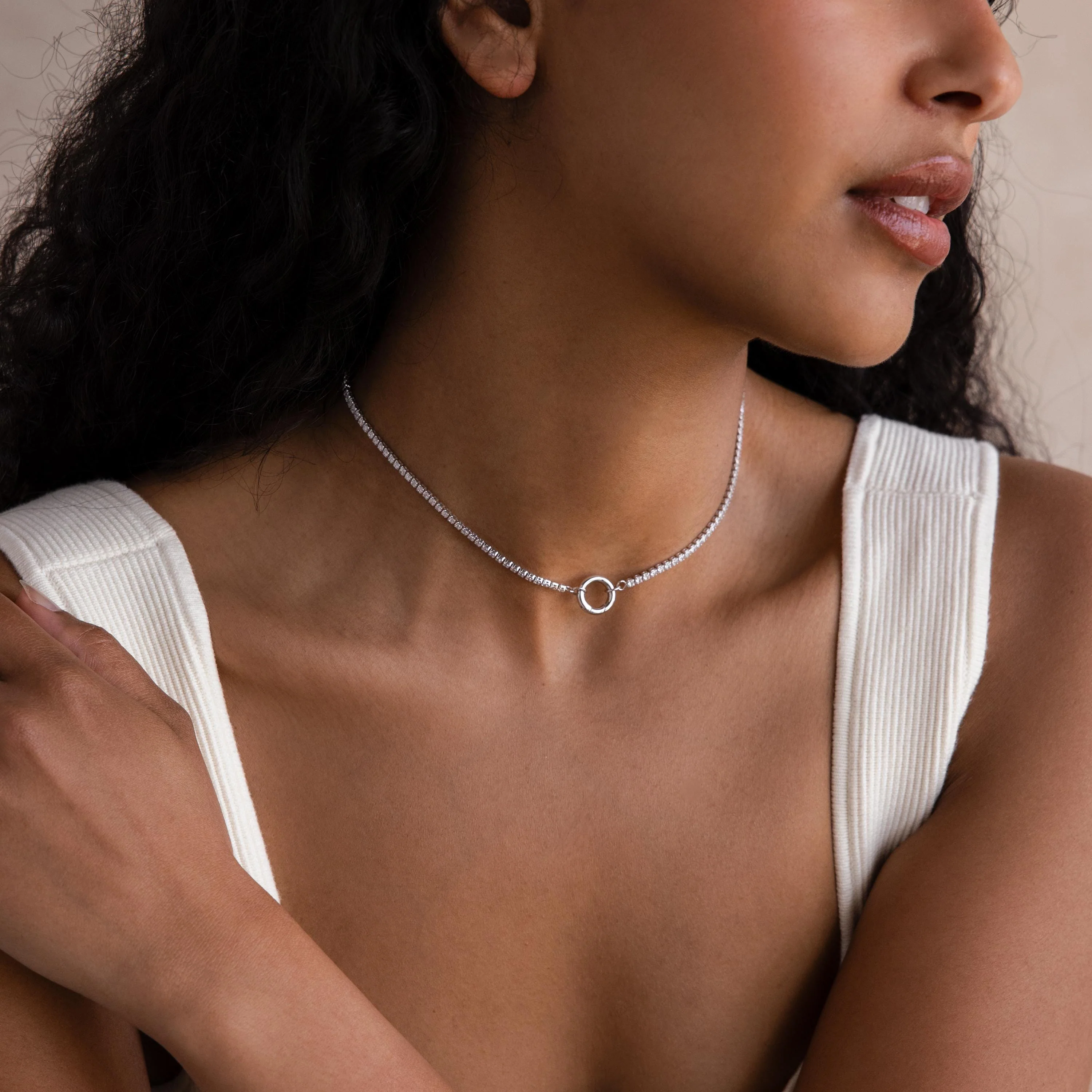 Diamond Tennis Clasp Necklace - Image 6