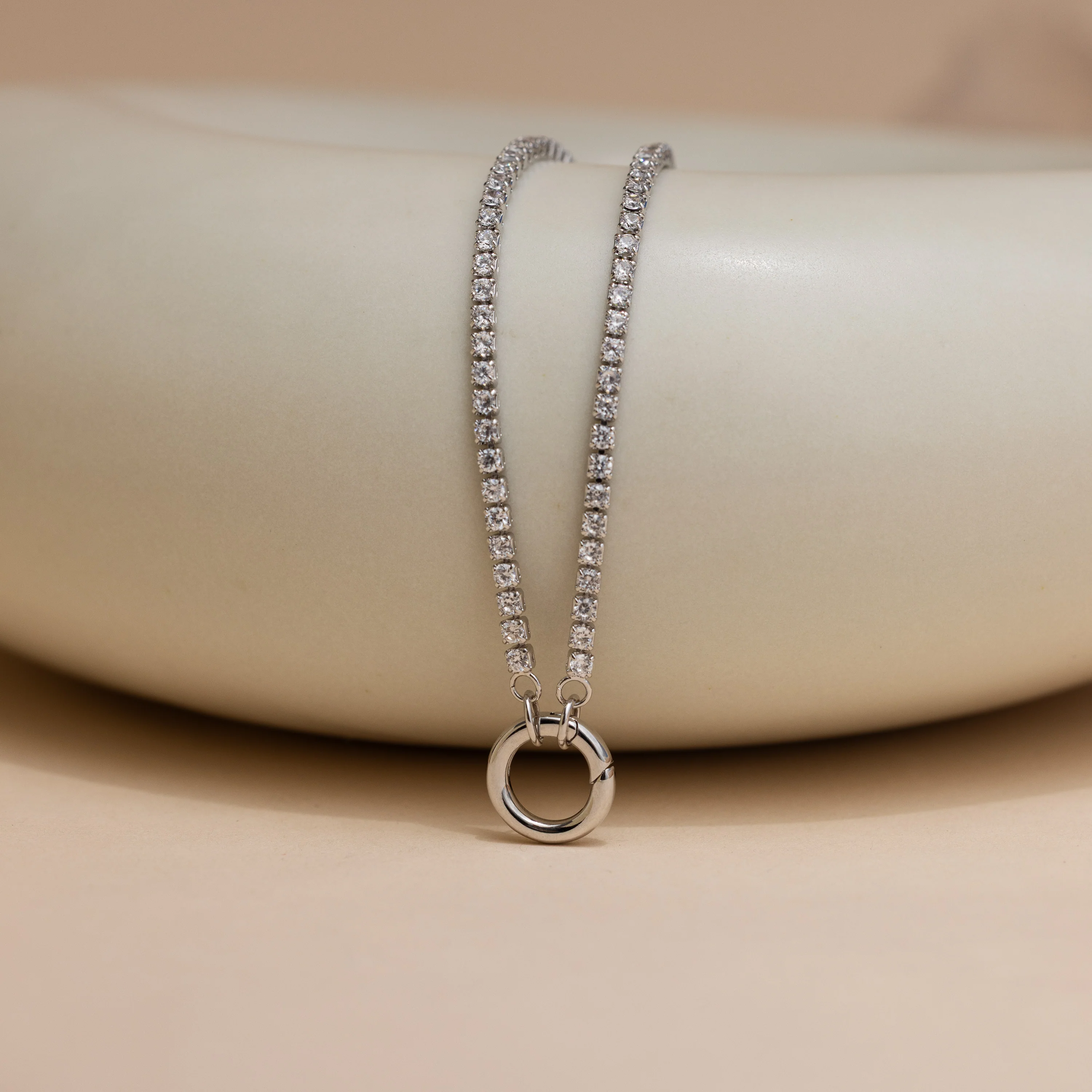 Diamond Tennis Clasp Necklace in Silver - Image 2