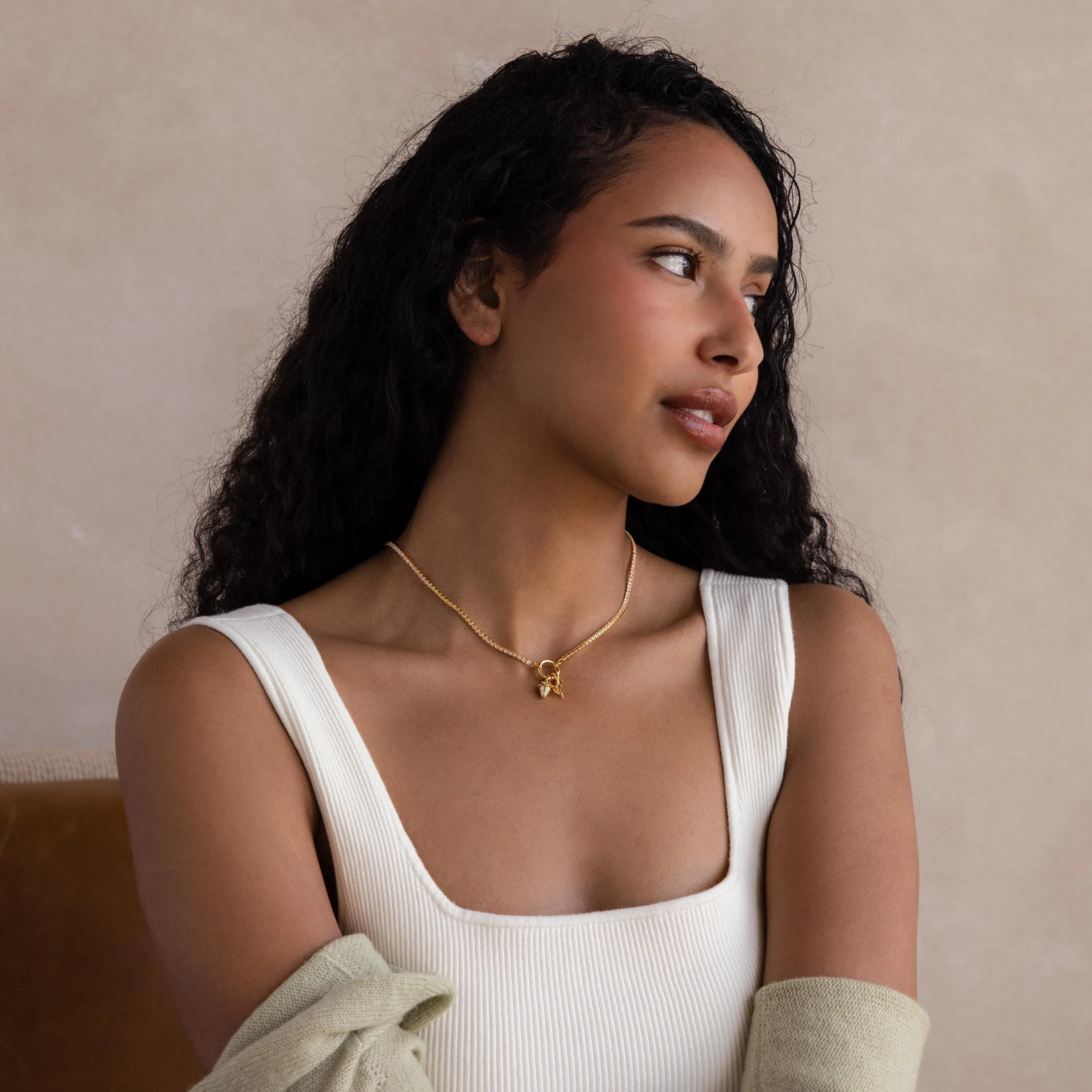 Diamond Tennis Clasp Necklace in 18K Gold - Image 7