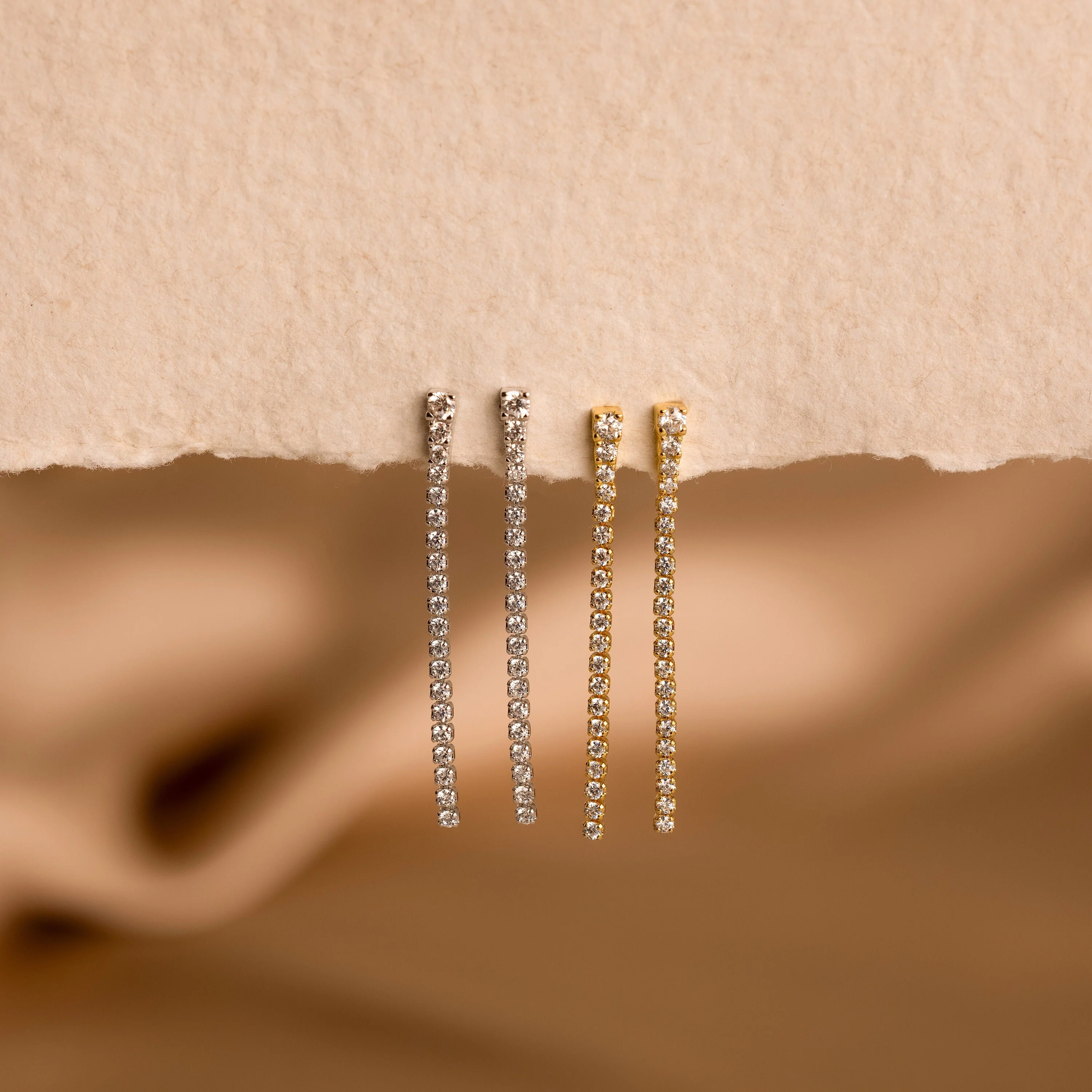 Diamond Tennis Dangle Earrings - Image 3