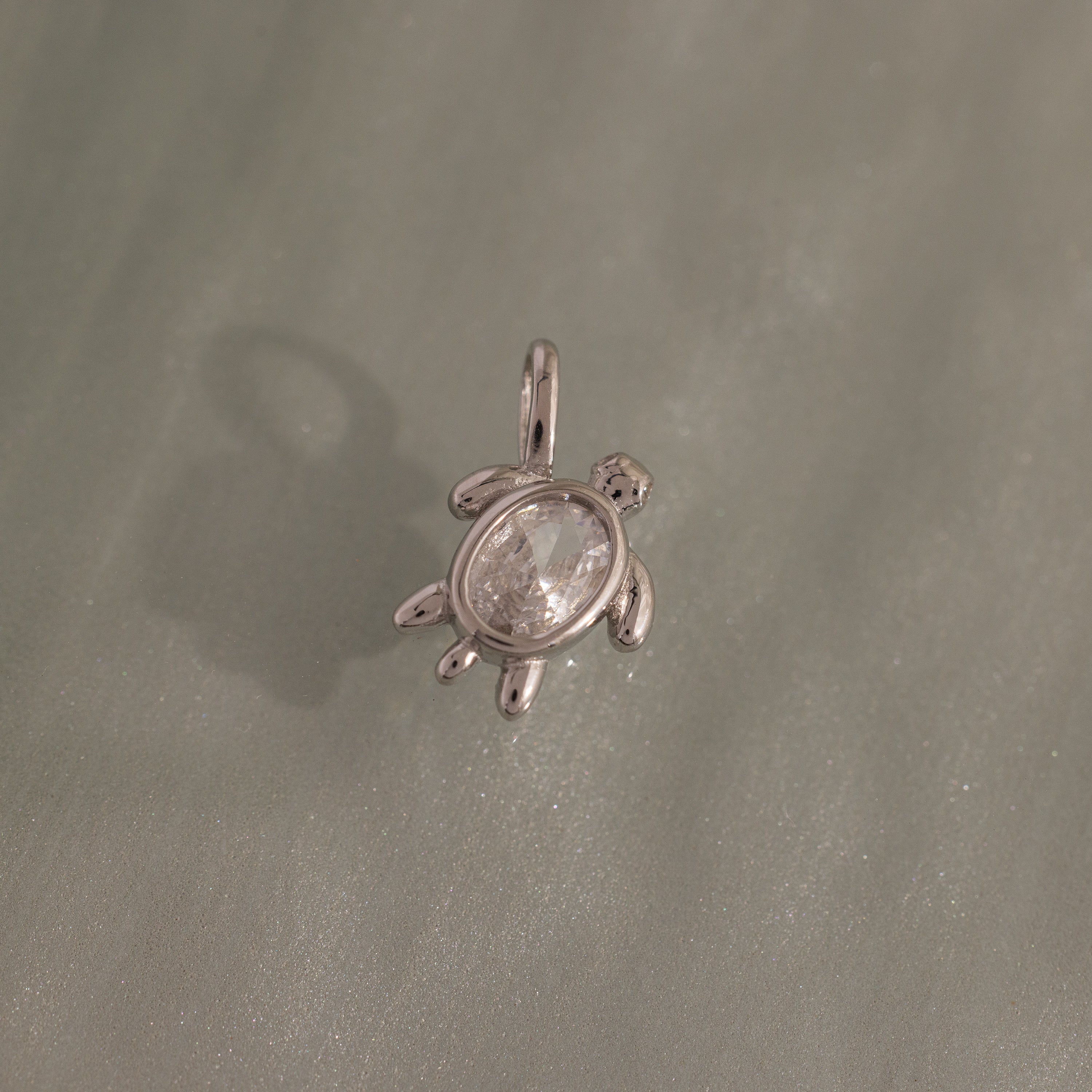 Diamond Turtle Charm in Silver - Image 3