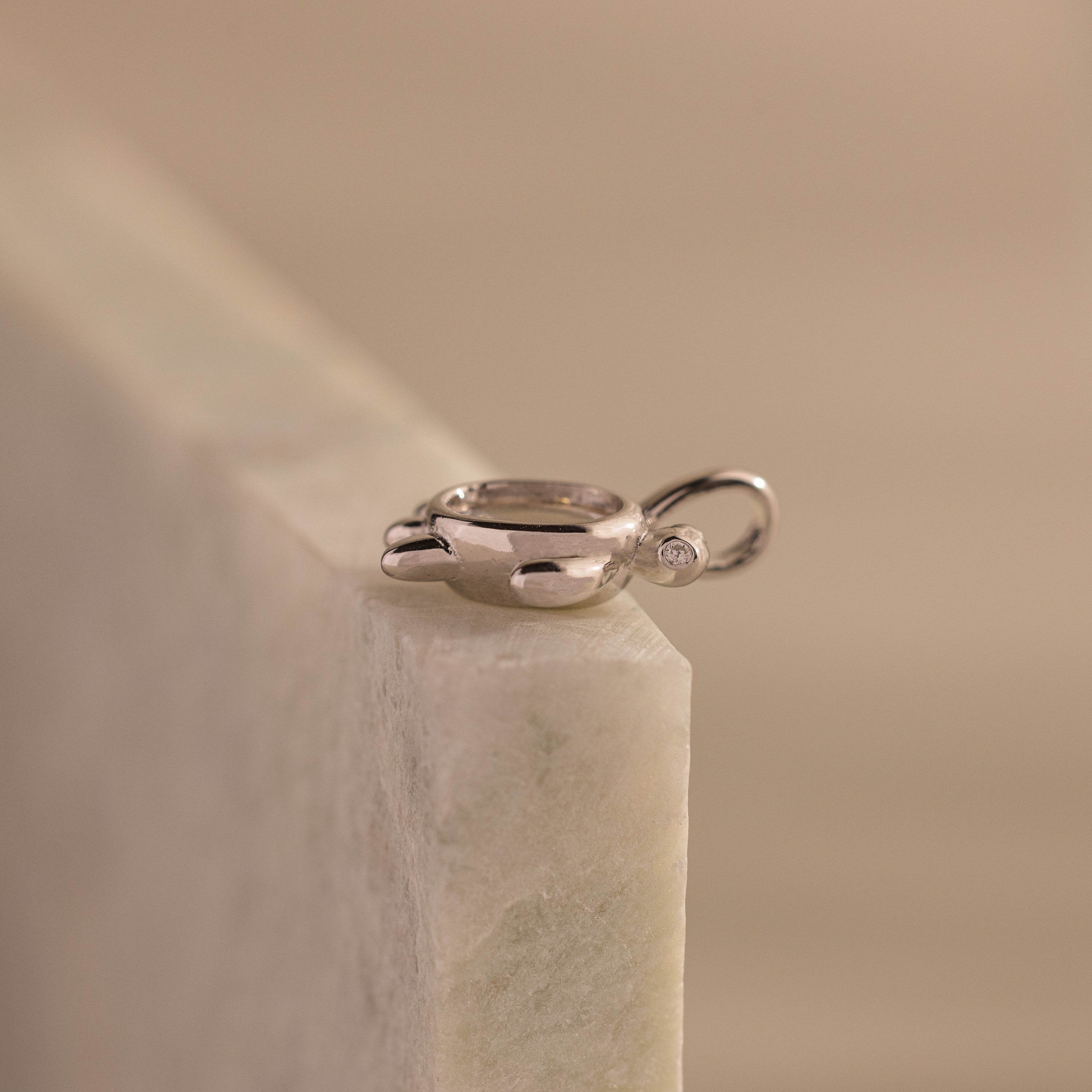 Diamond Turtle Charm in Silver - Image 5