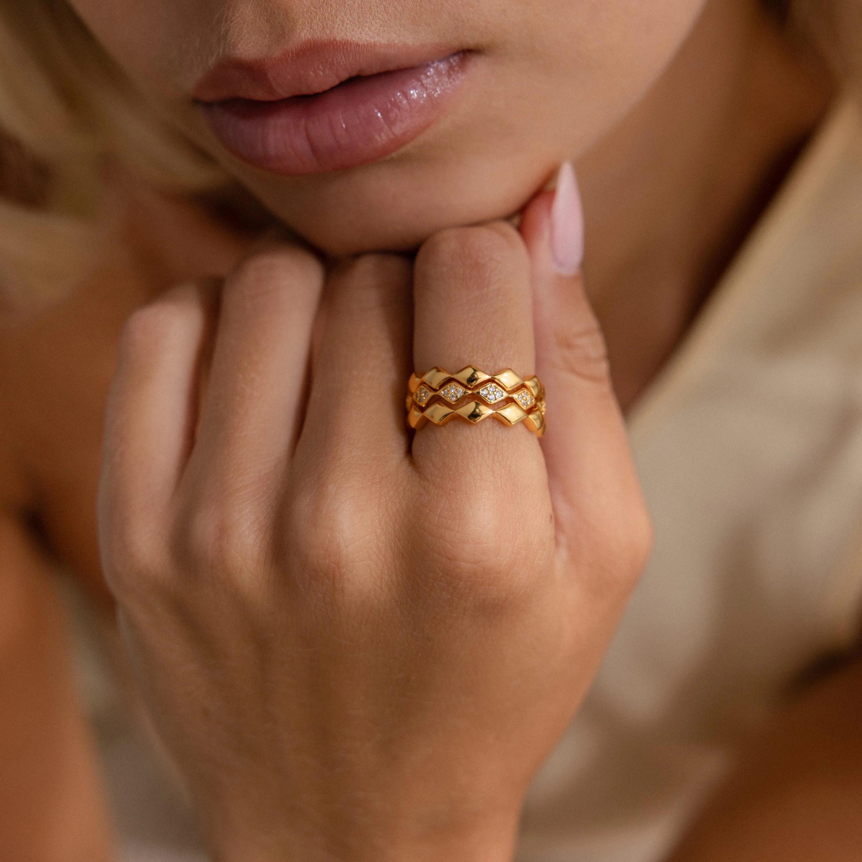 Diamond Wave Eternity Ring Set - Image 2