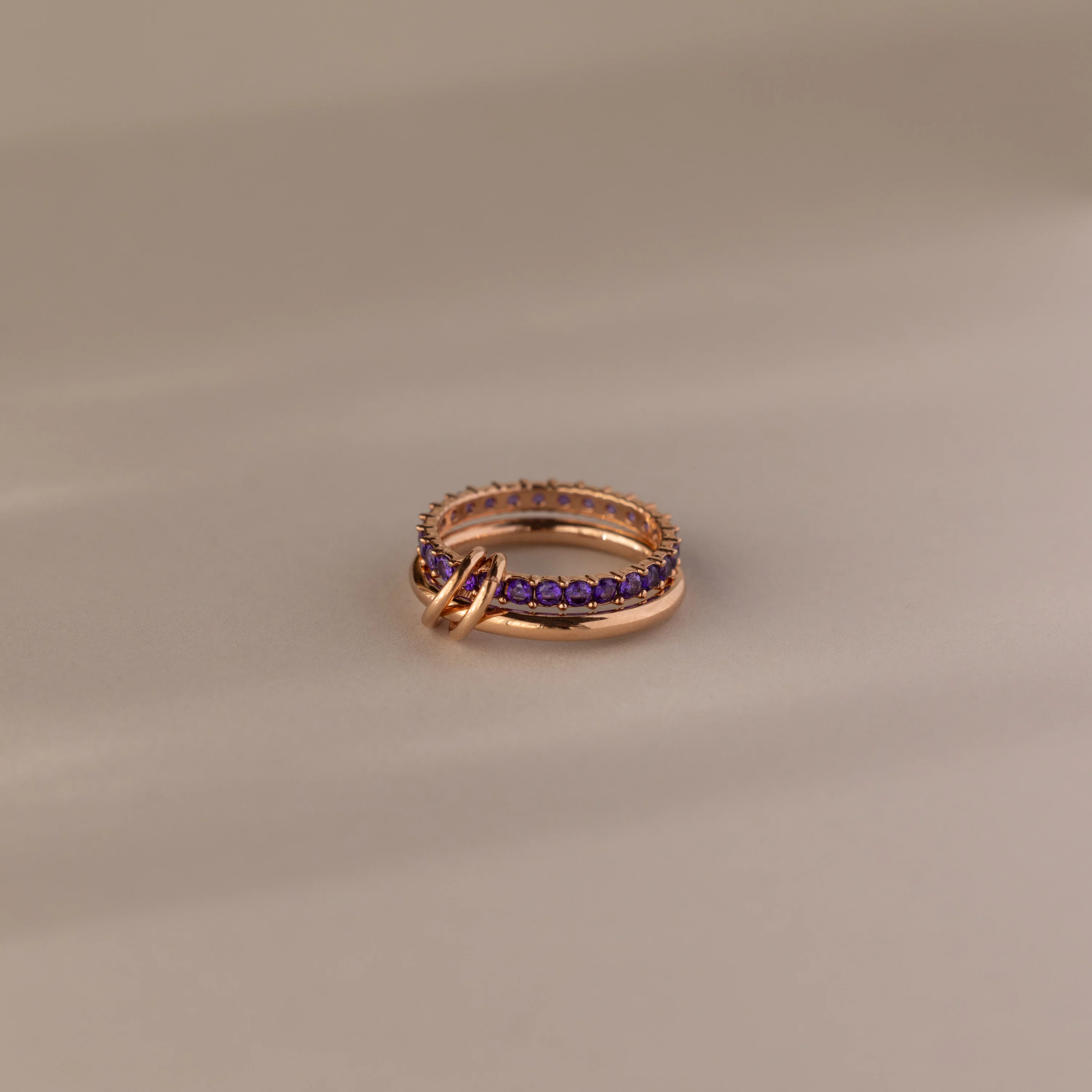 Duo Amethyst Tennis Linked Ring Set - Image 5