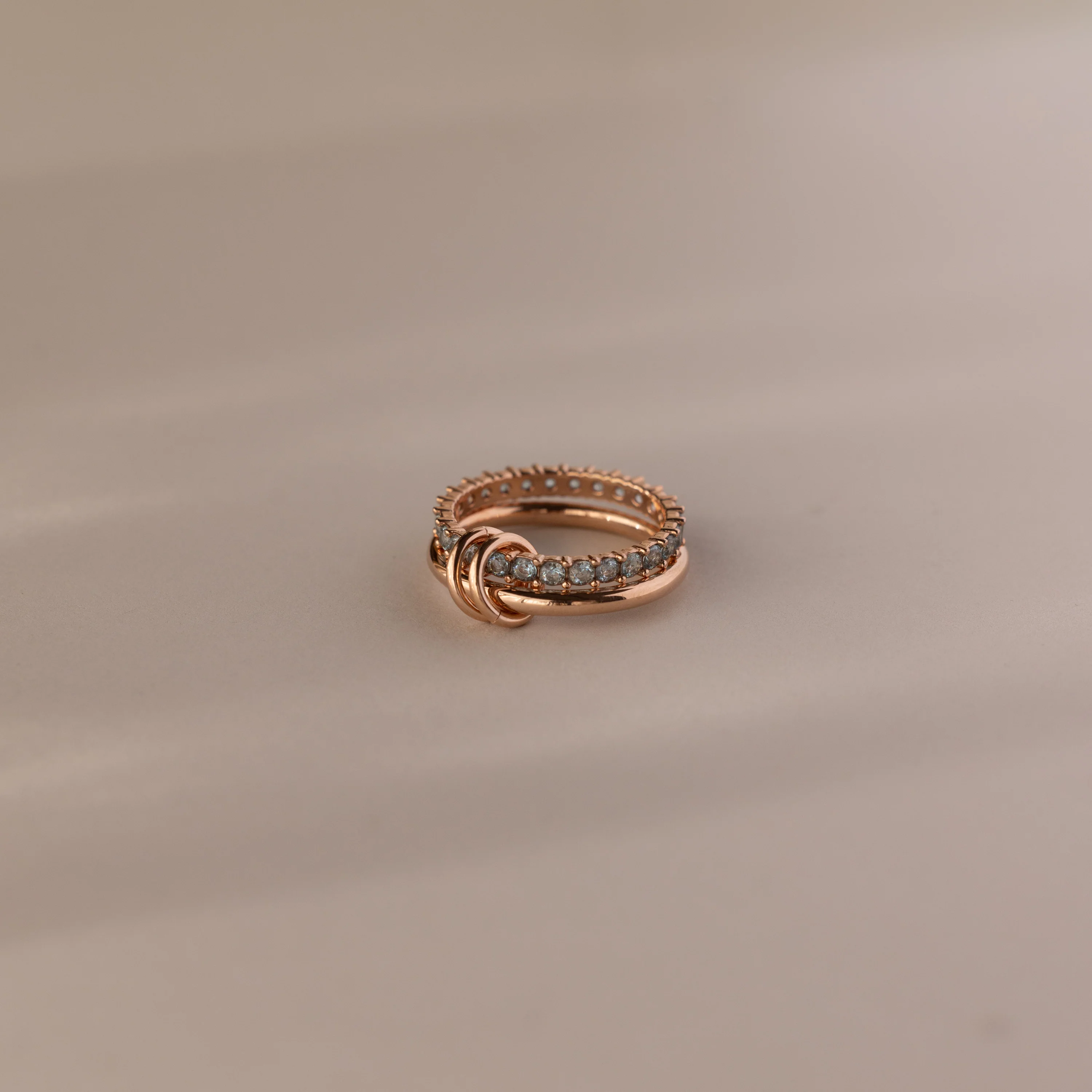 Duo Aquamarine Tennis Linked Ring Set - Image 5