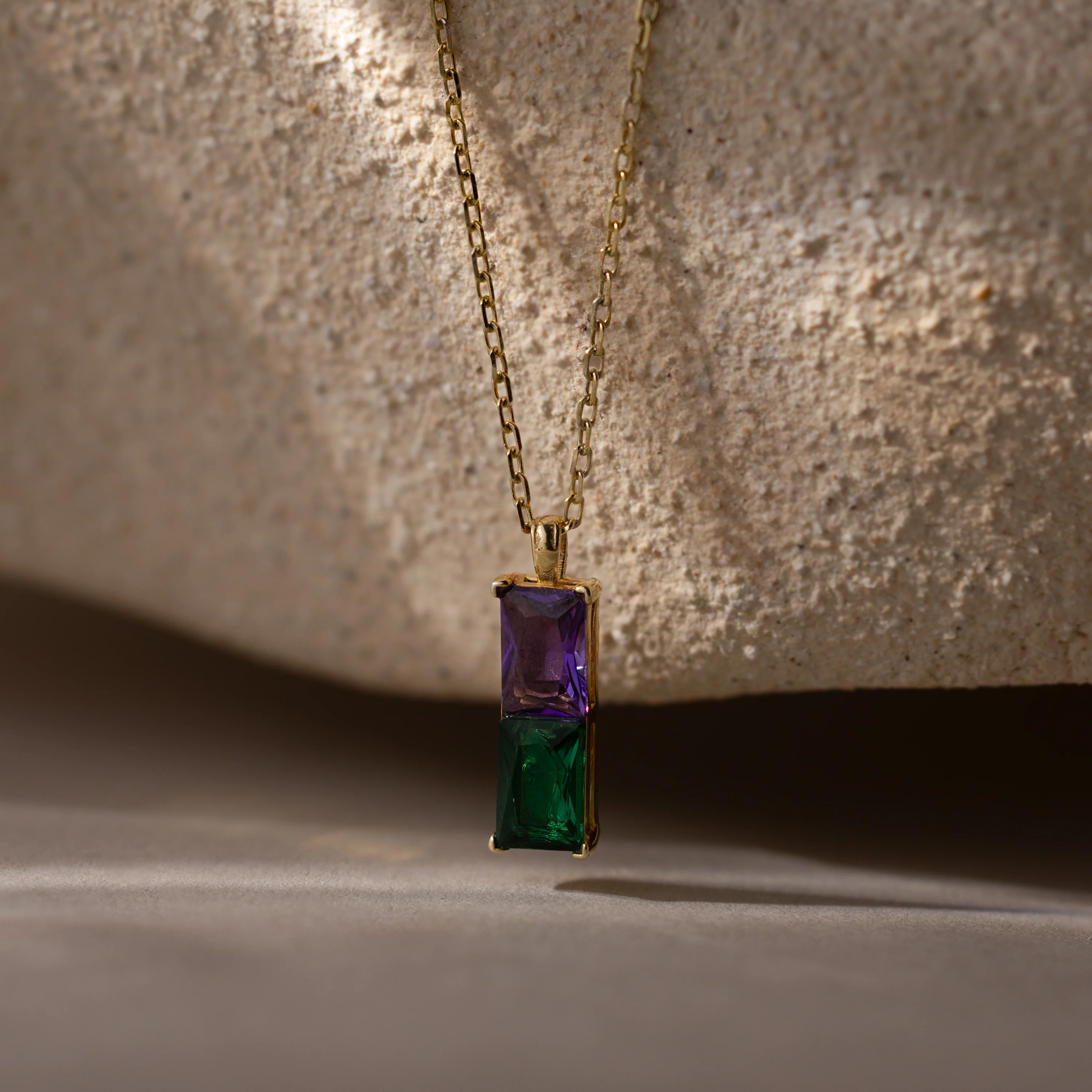 Duo Birthstone Name Necklace in 18K Gold - Image 3