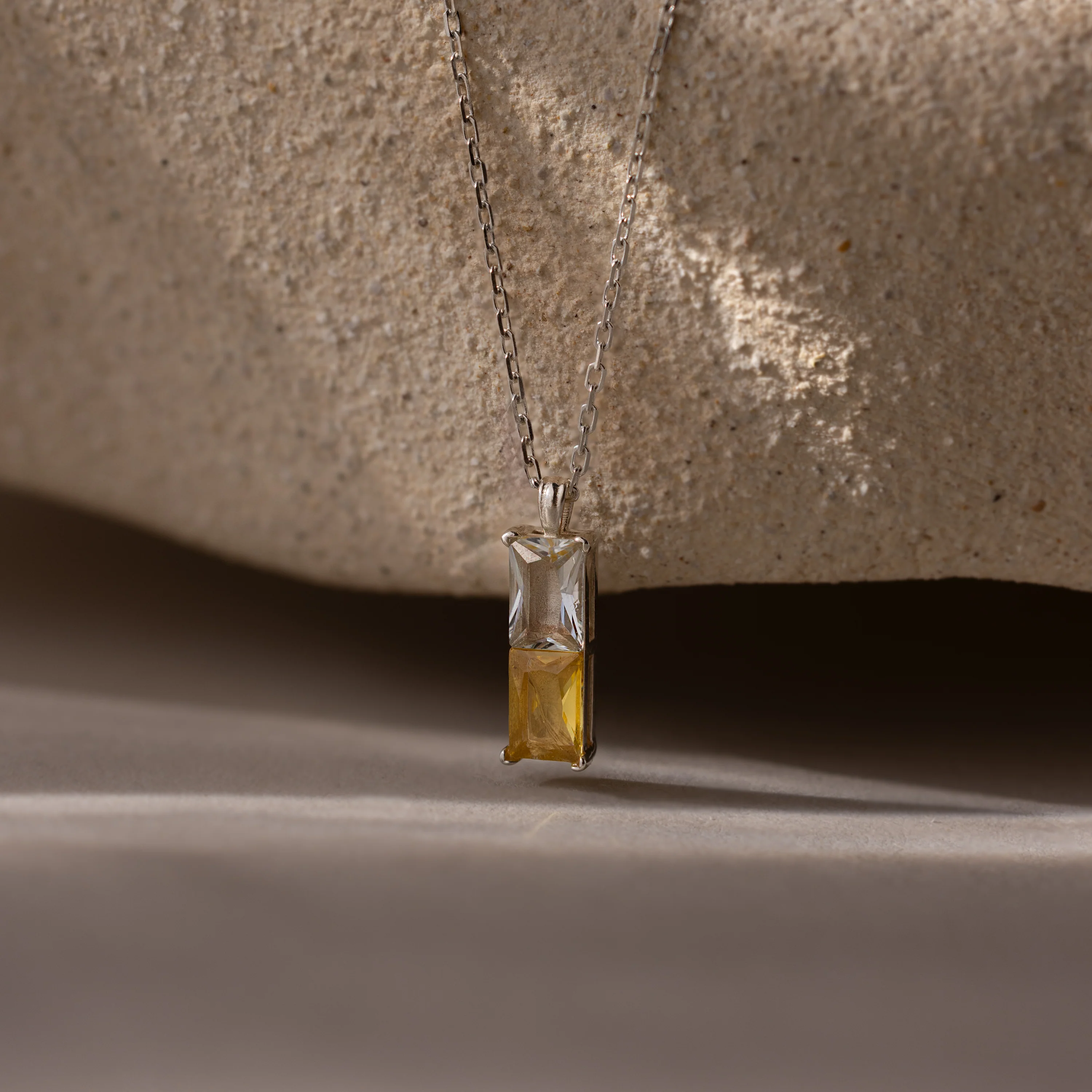 Duo Birthstone Name Necklace in Silver - Image 5