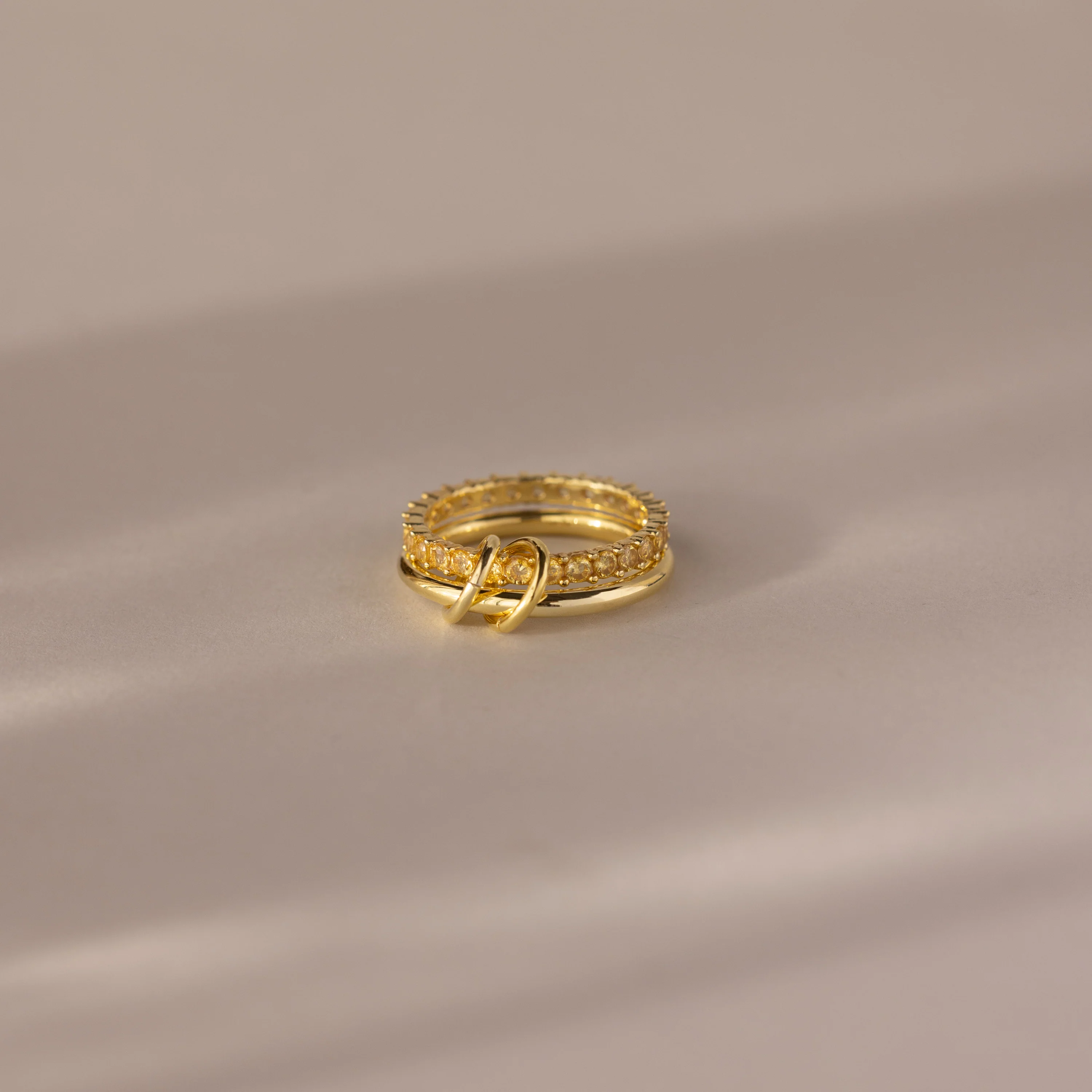 Duo Pink Tourmaline Tennis Linked Ring Set - Image 4