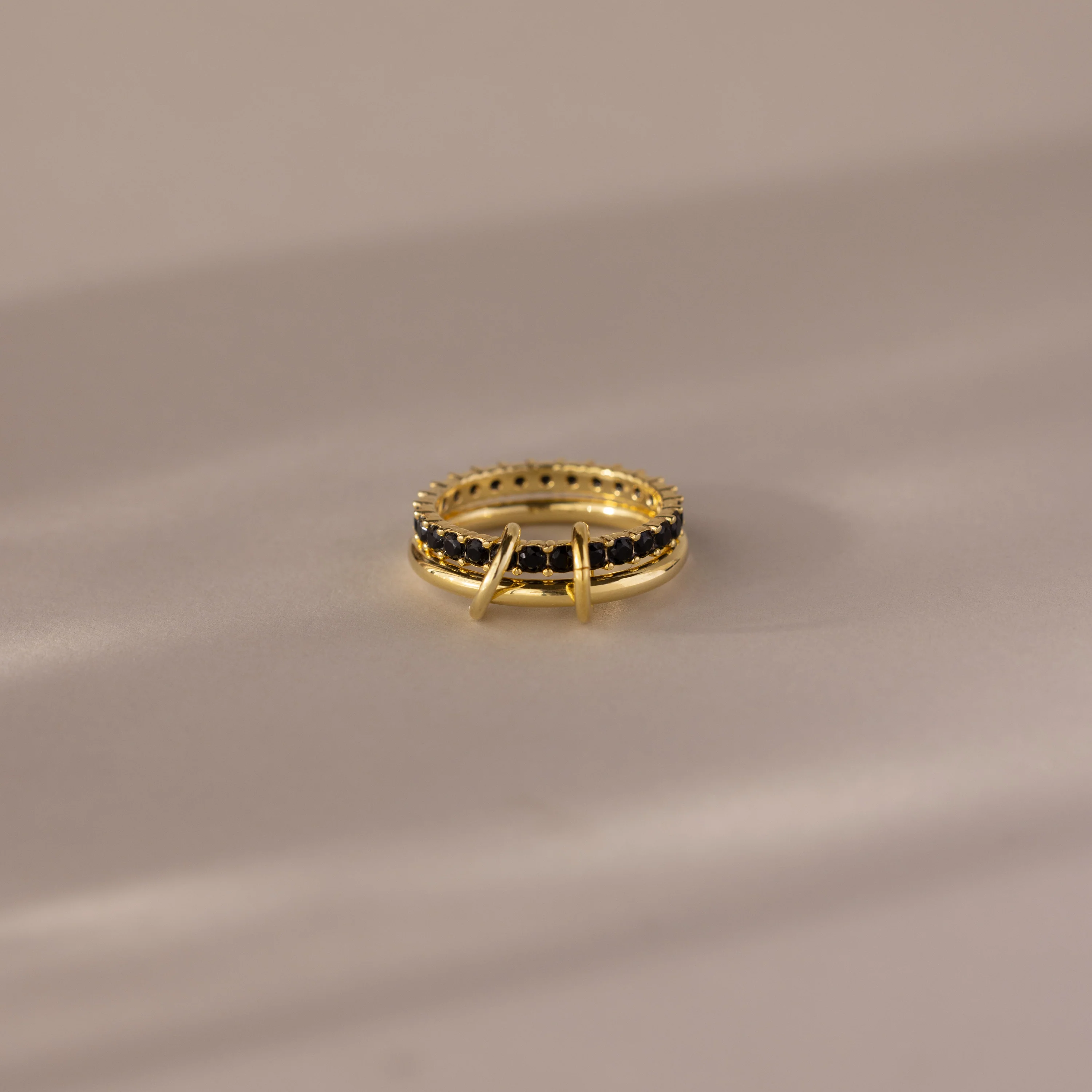 Duo Onyx Tennis Linked Ring Set - Image 4
