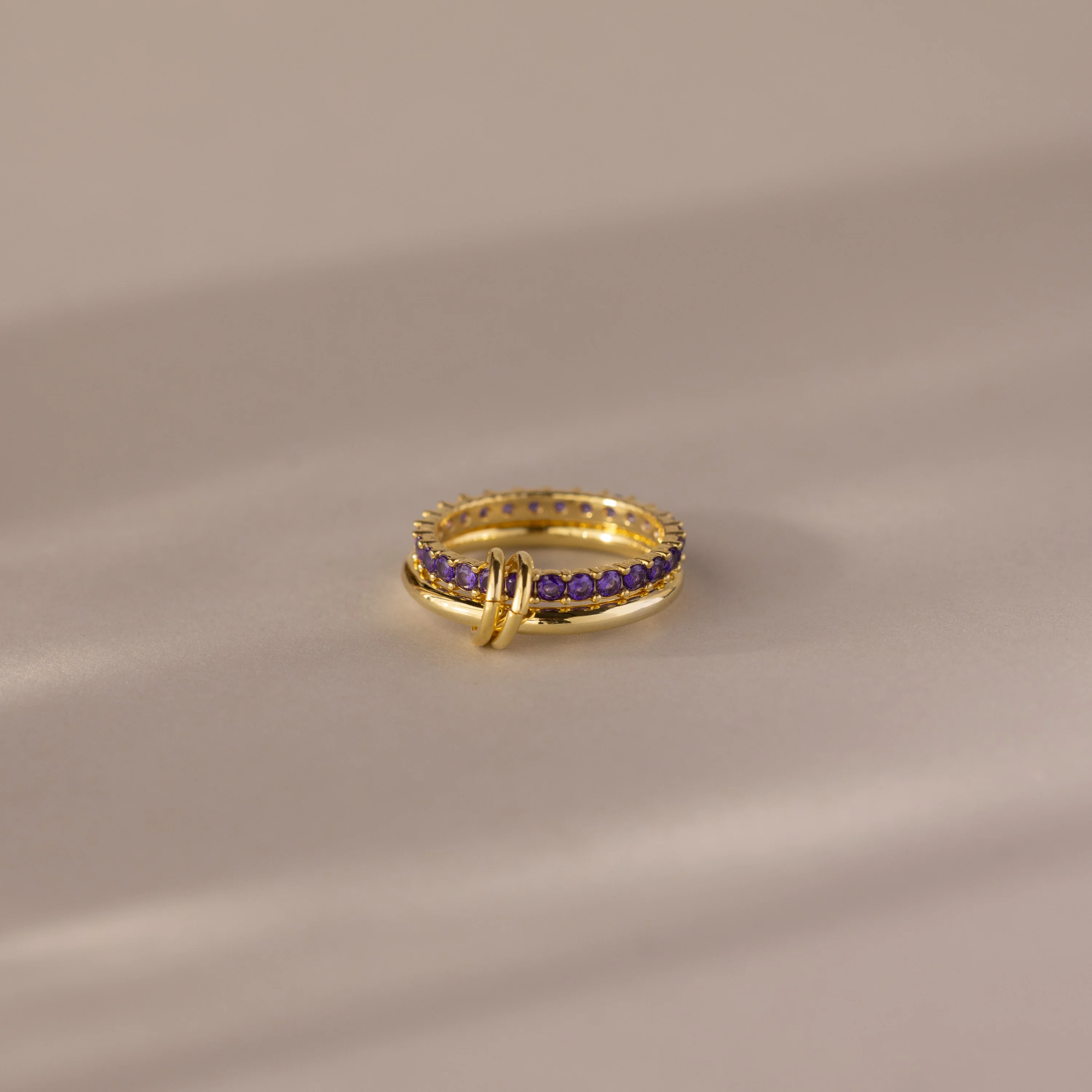 Duo Birthstone Tennis Linked Ring Set - Image 2