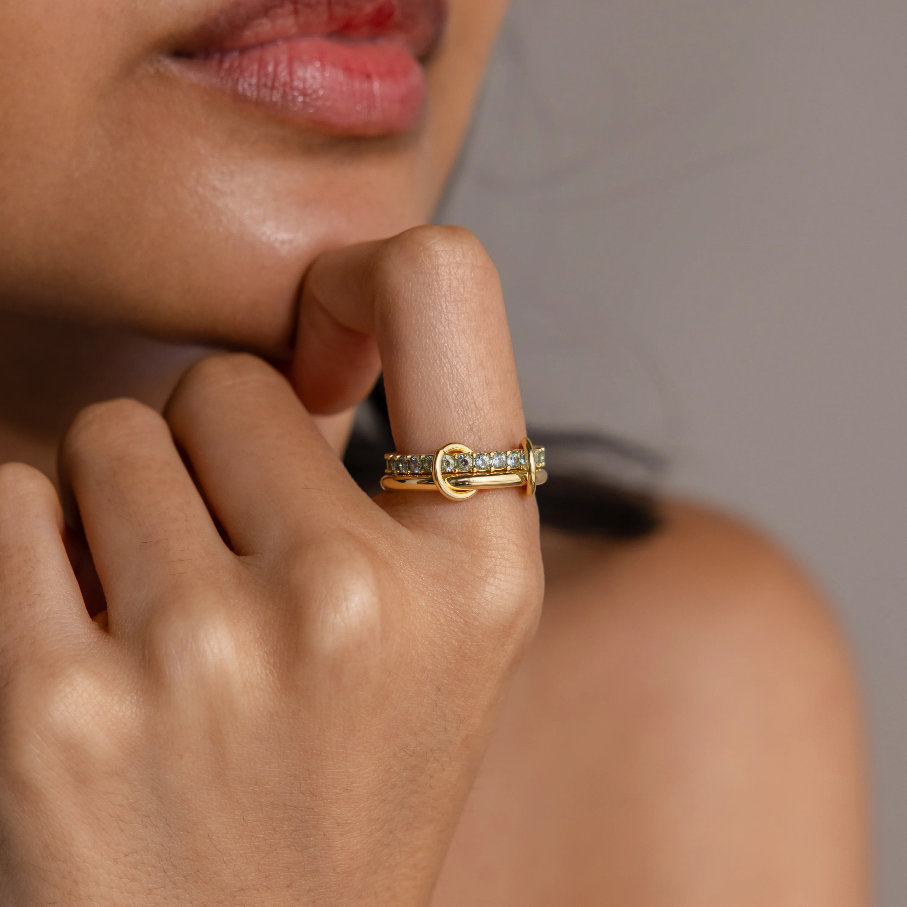 Duo Birthstone Tennis Linked Ring Set - Image 6