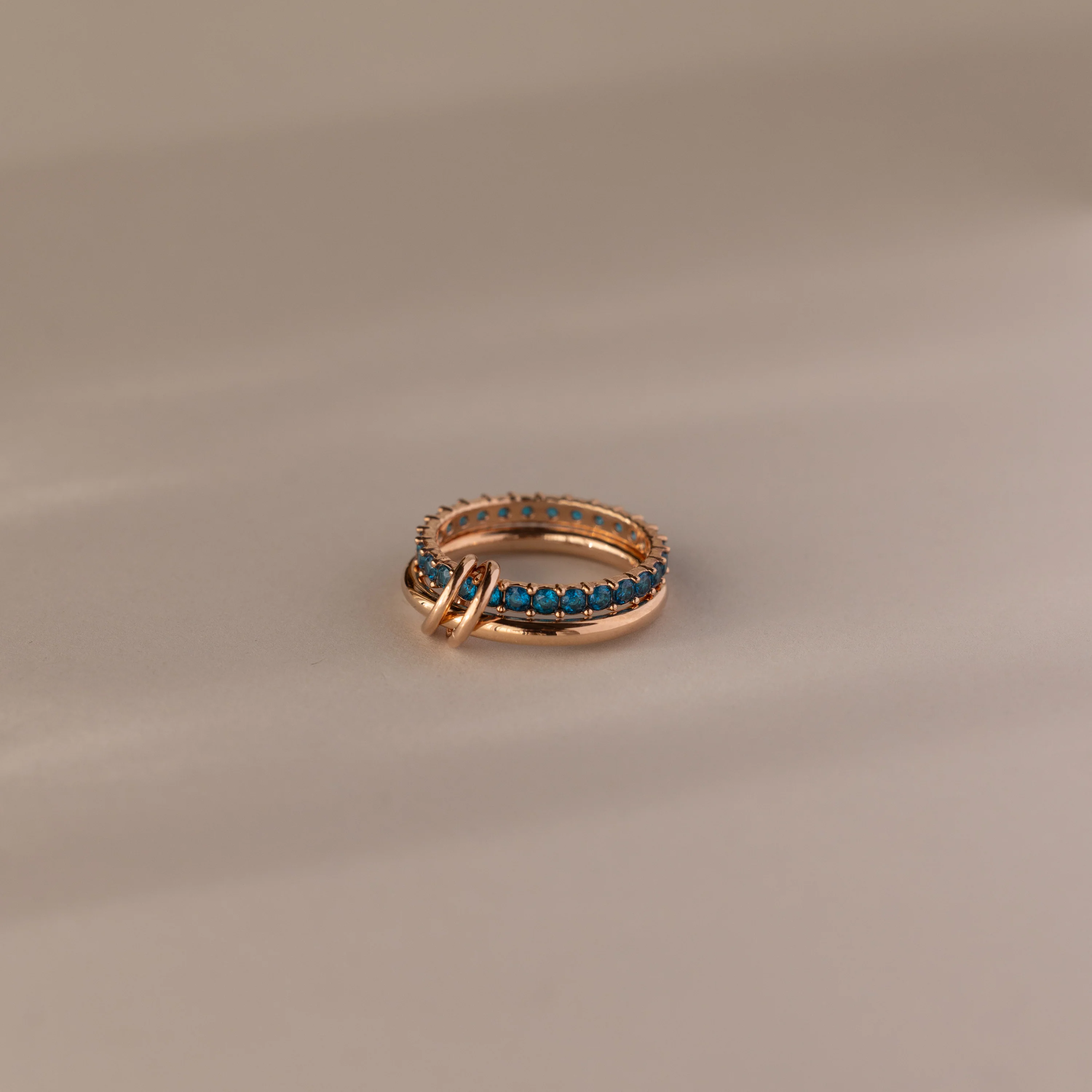 Duo Blue Zircon Tennis Linked Ring Set - Image 5