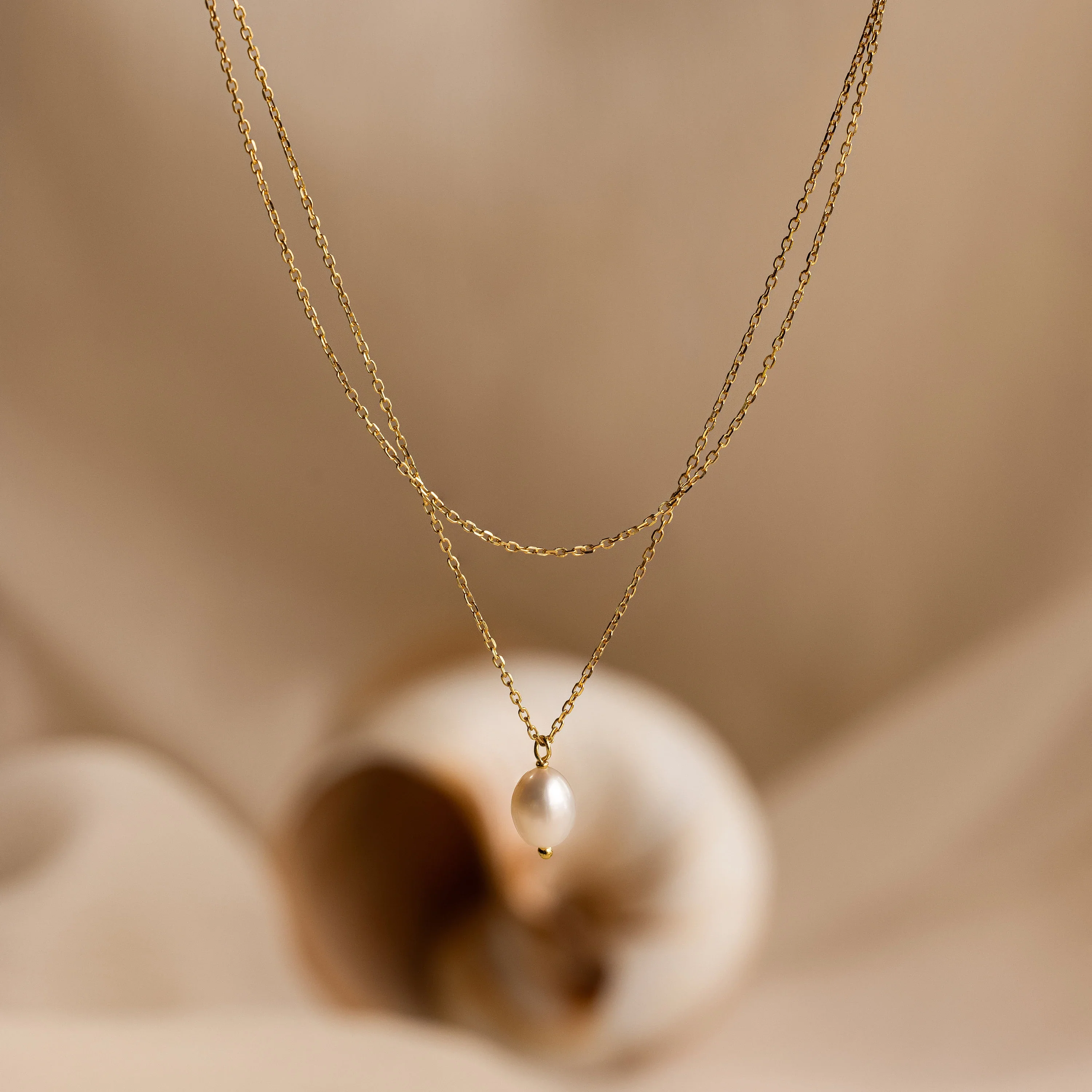 Duo Chain Pearl Necklace - Image 2