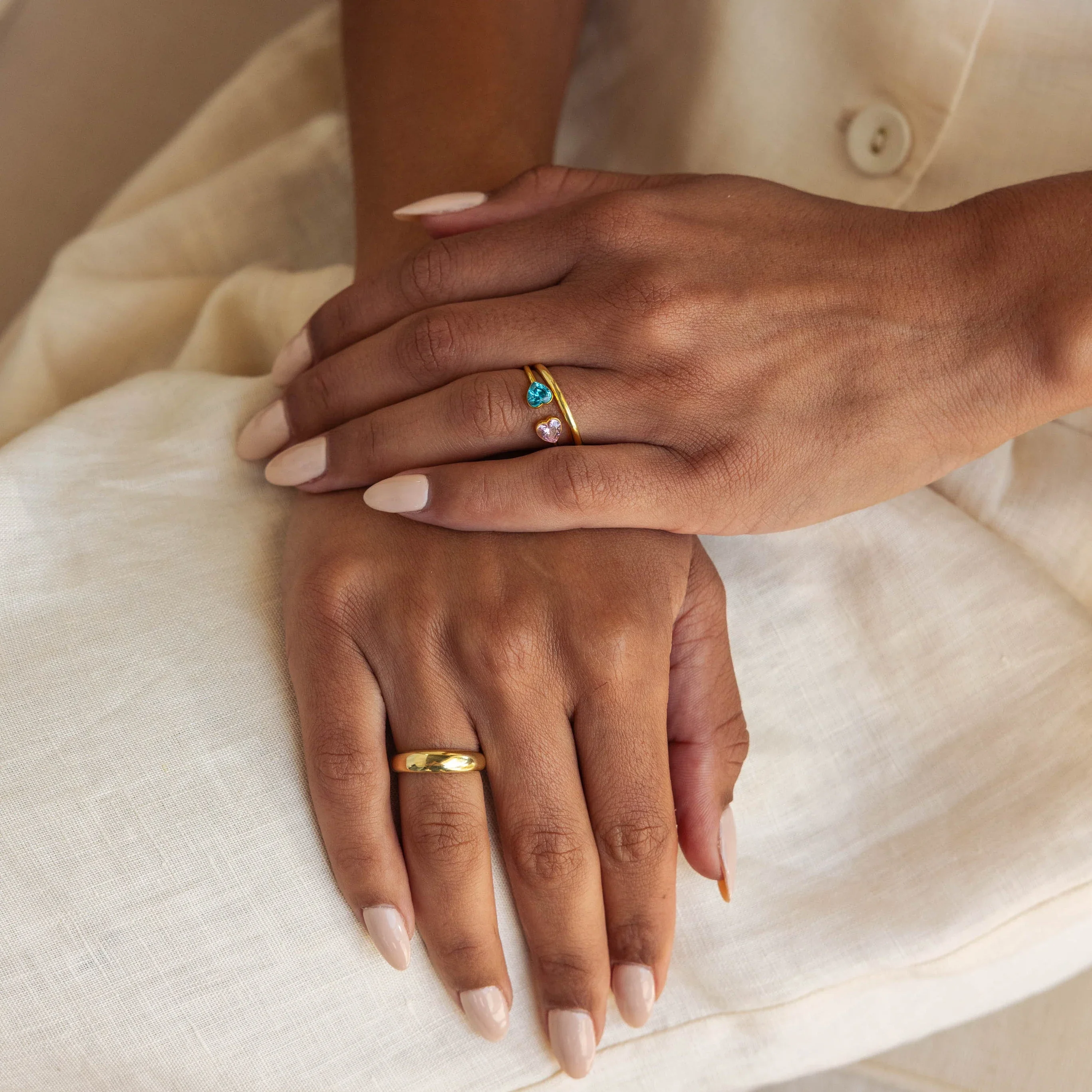 Duo Heart Birthstone Ring - Image 5