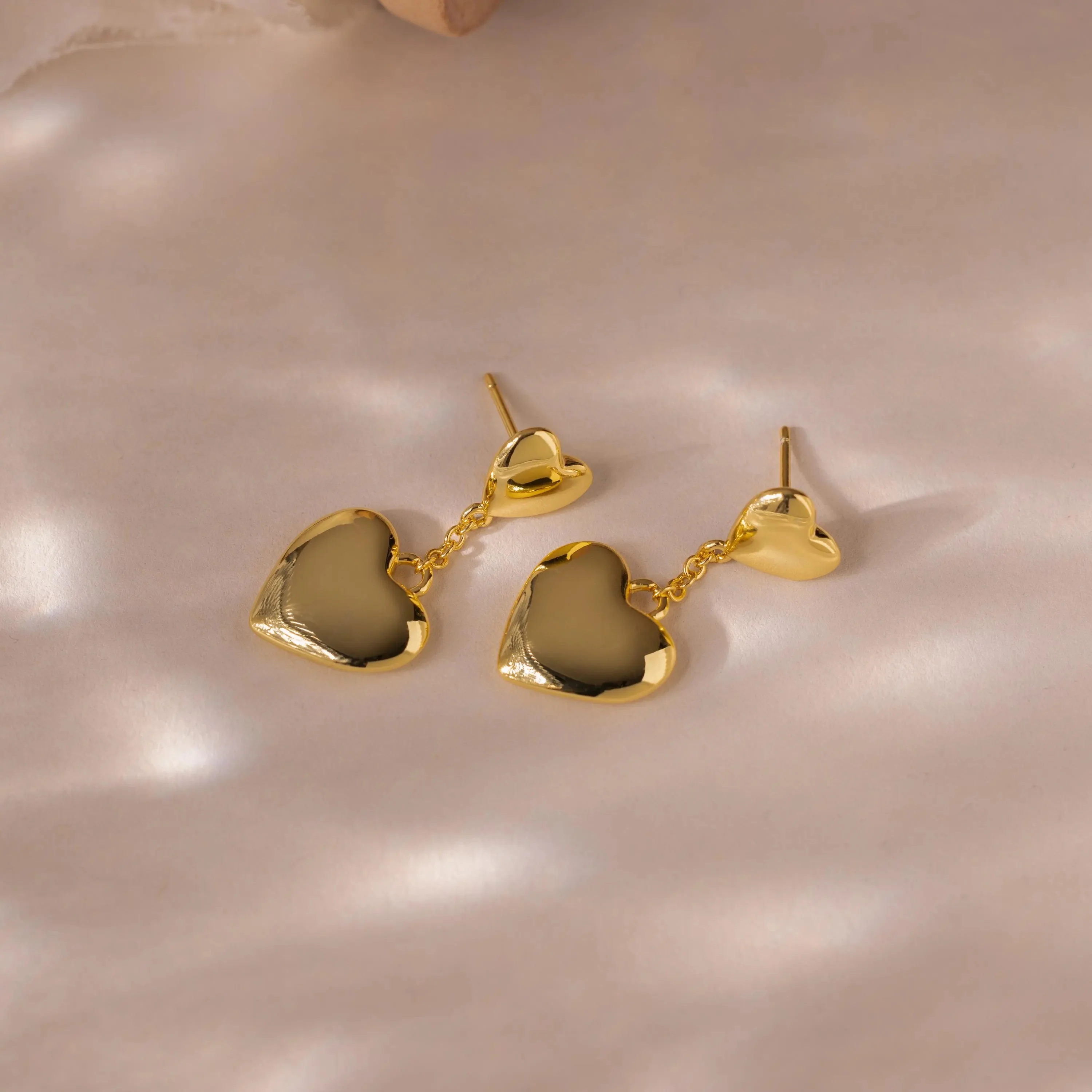 Duo Heart Drop Studs - Image 7