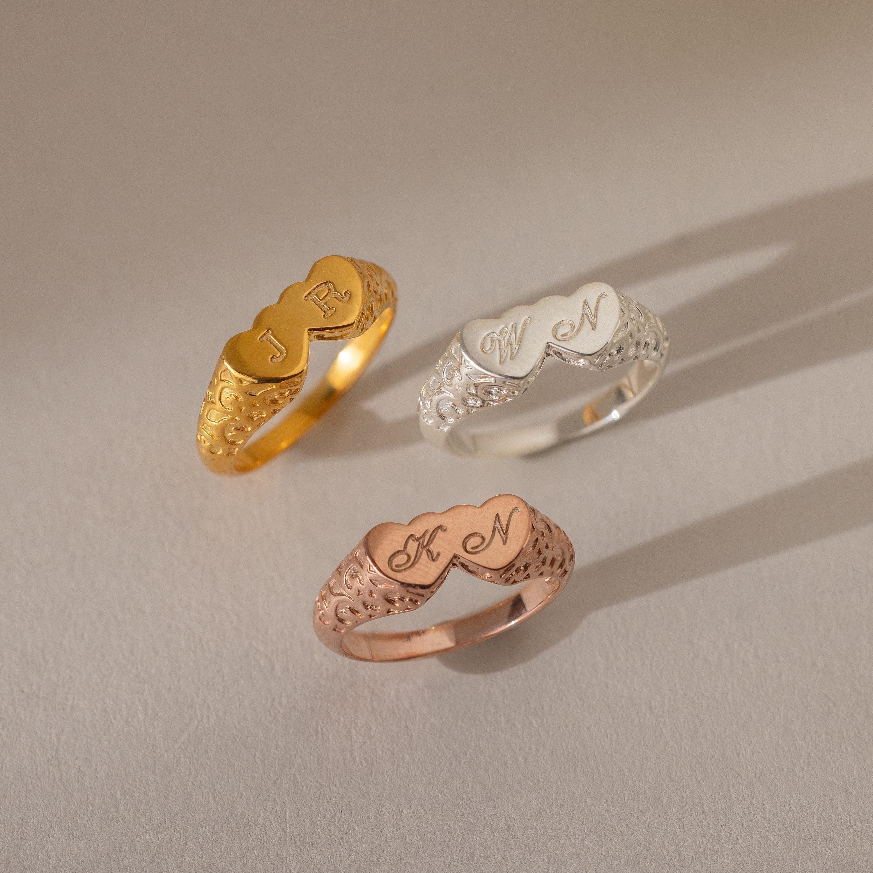 Duo Initial Heart Ring - Image 3