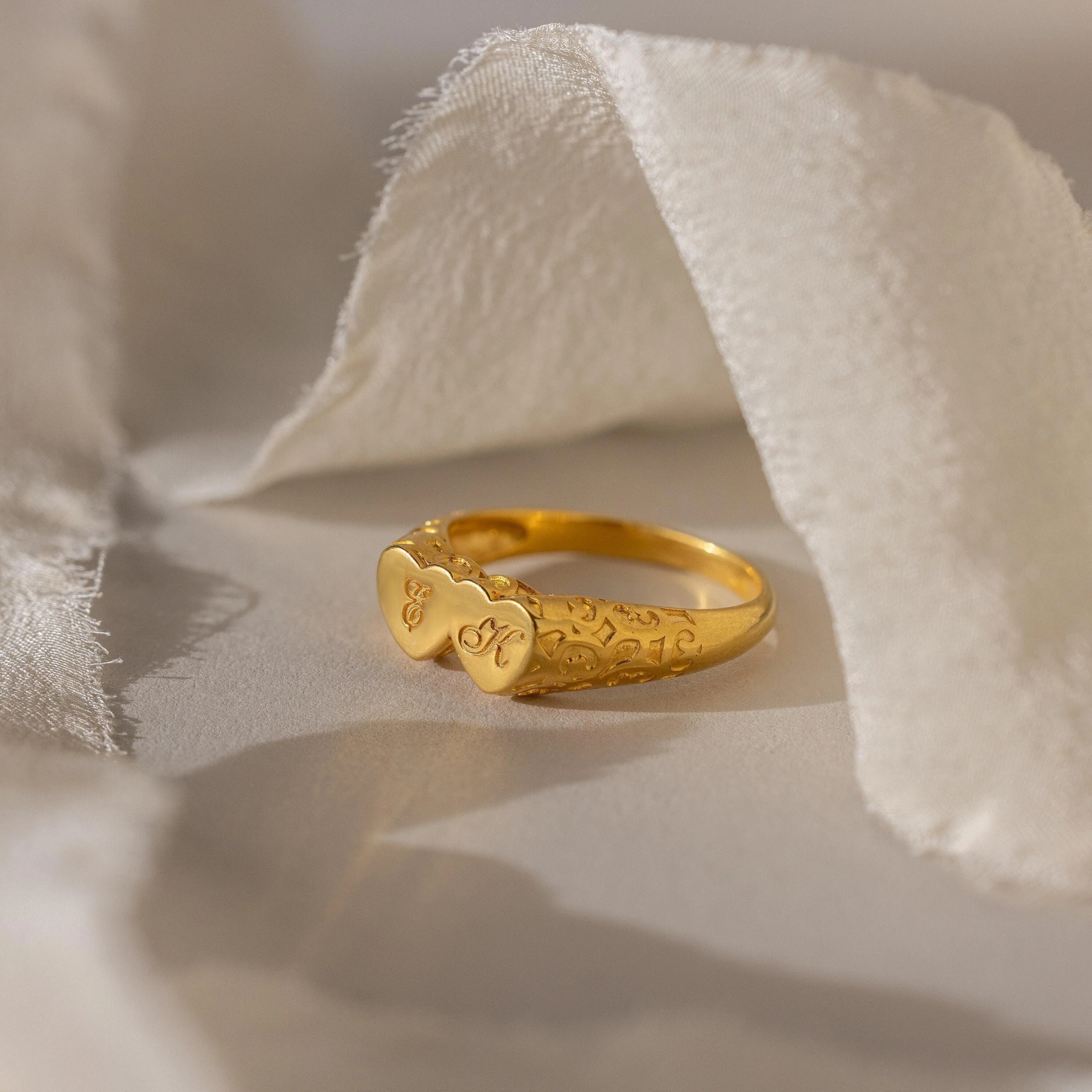 Duo Initial Heart Ring - Image 5