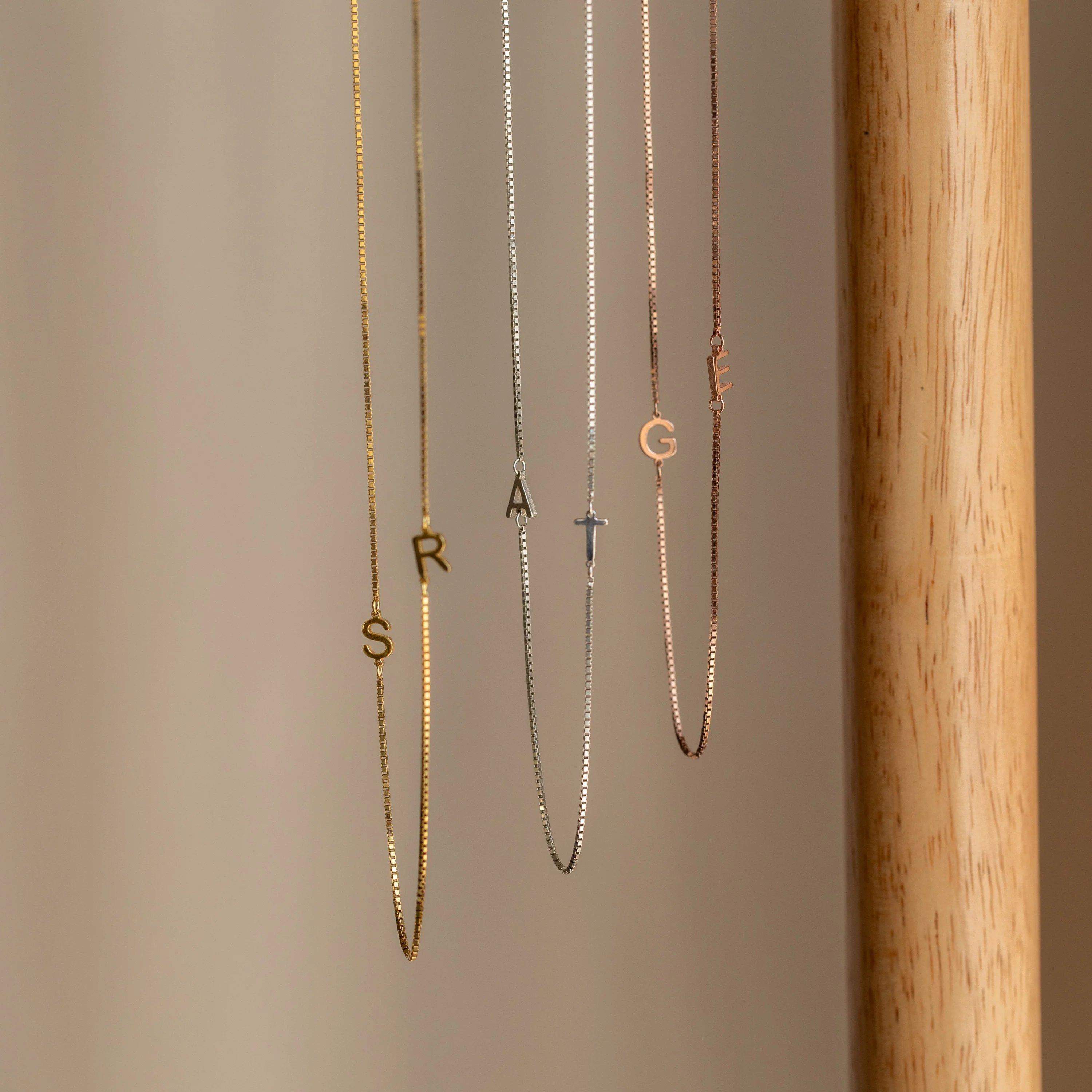 Duo Initial Necklace in Box Chain - Image 5