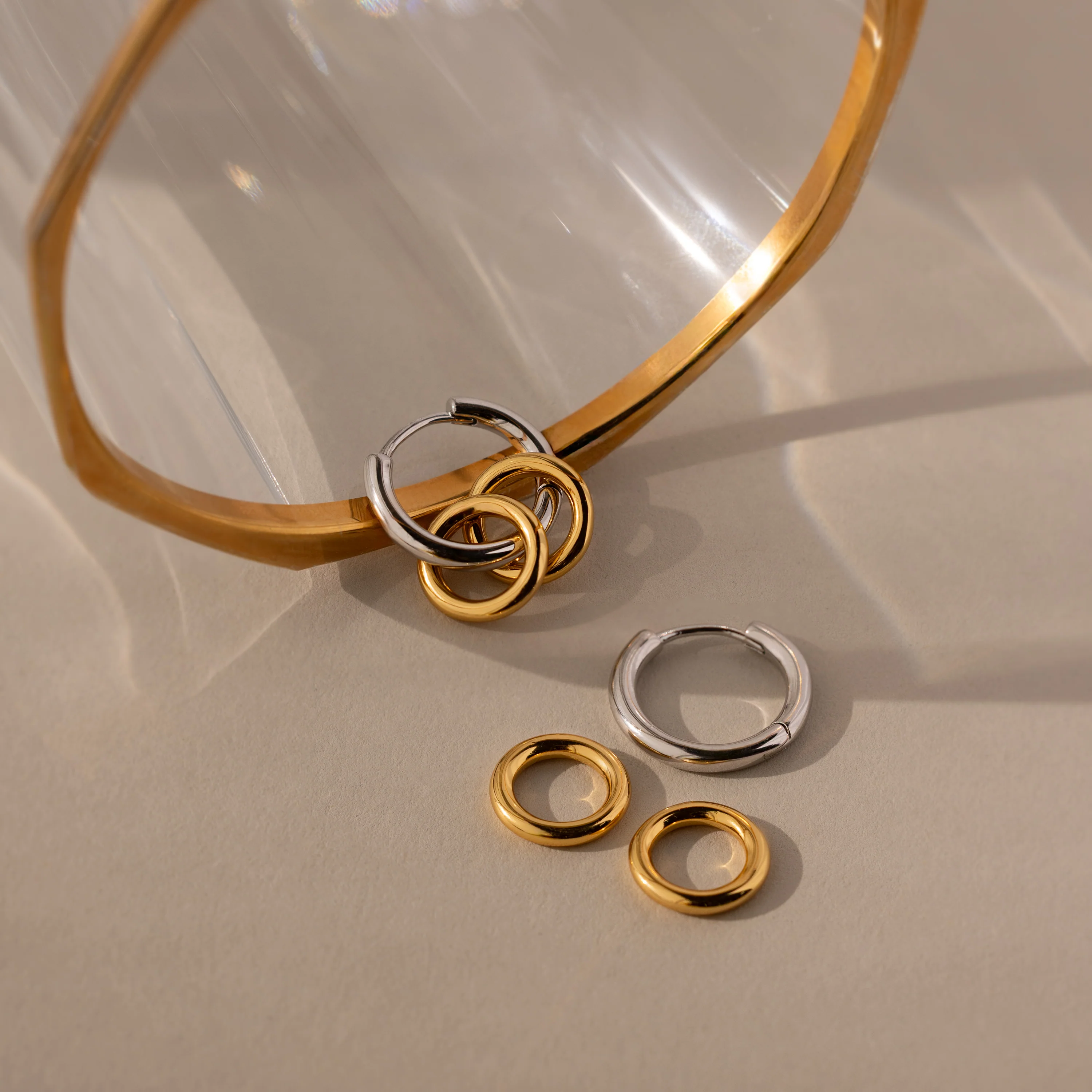 Duo Link Mixed Metal Hoops - Image 5