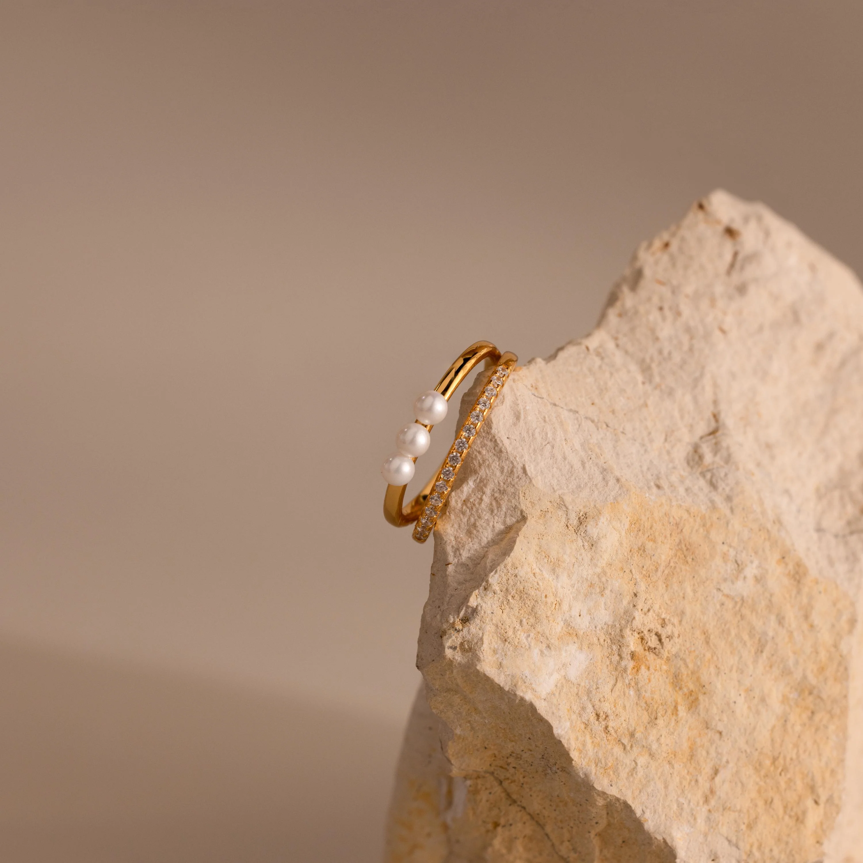 Duo Pave Pearl Ring - Image 3