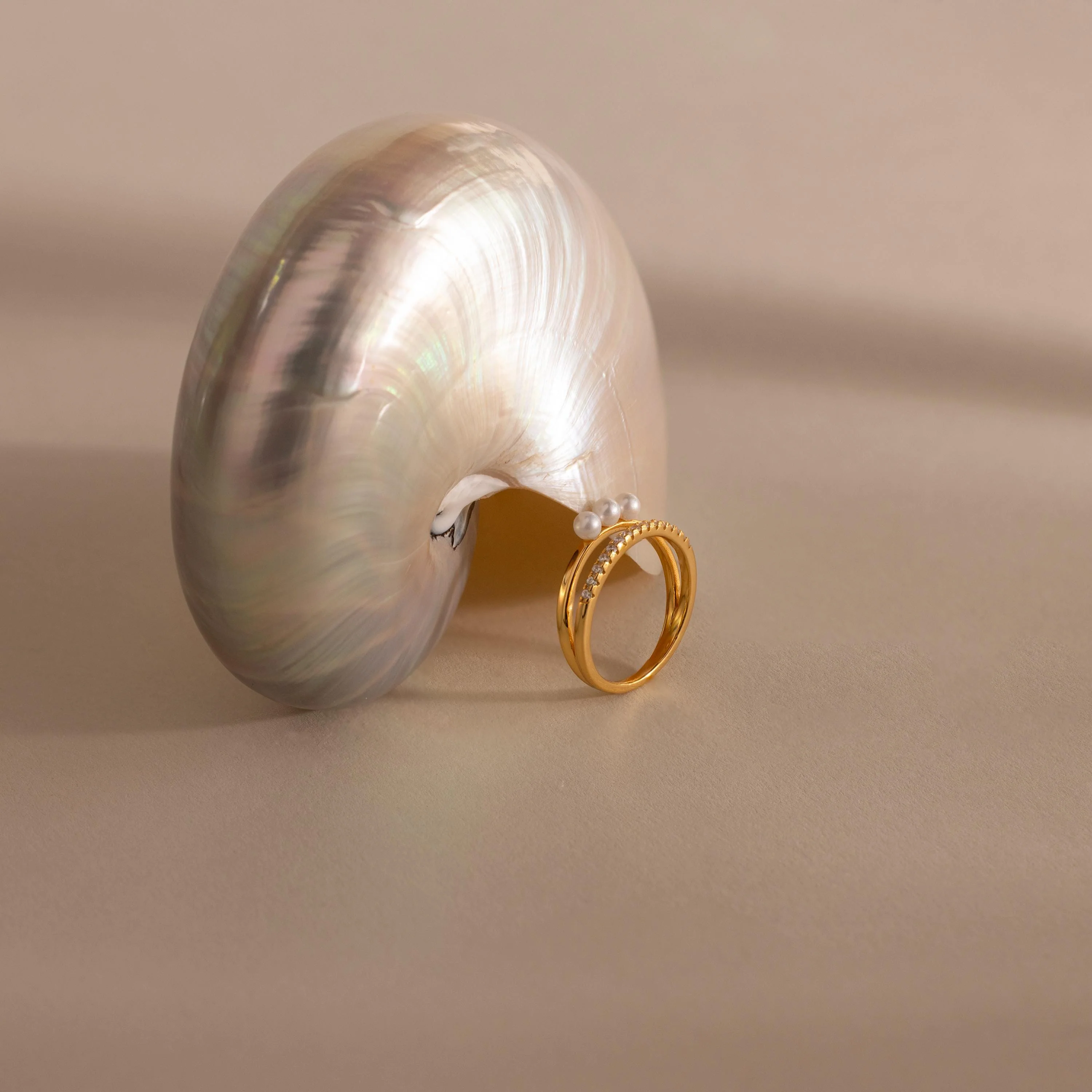 Duo Pave Pearl Ring - Image 7