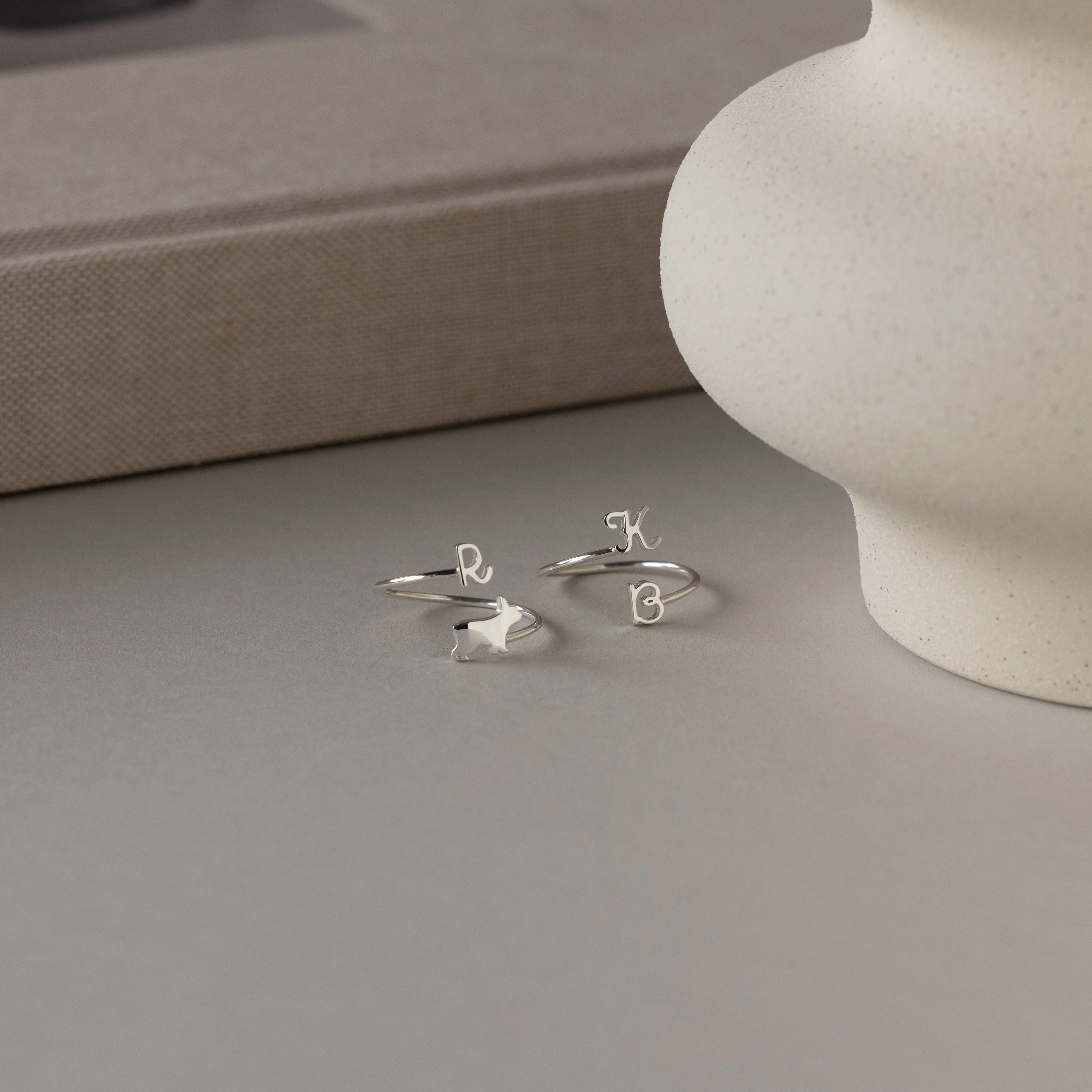 Duo Pet Initial Wrap Ring in Silver - Image 5