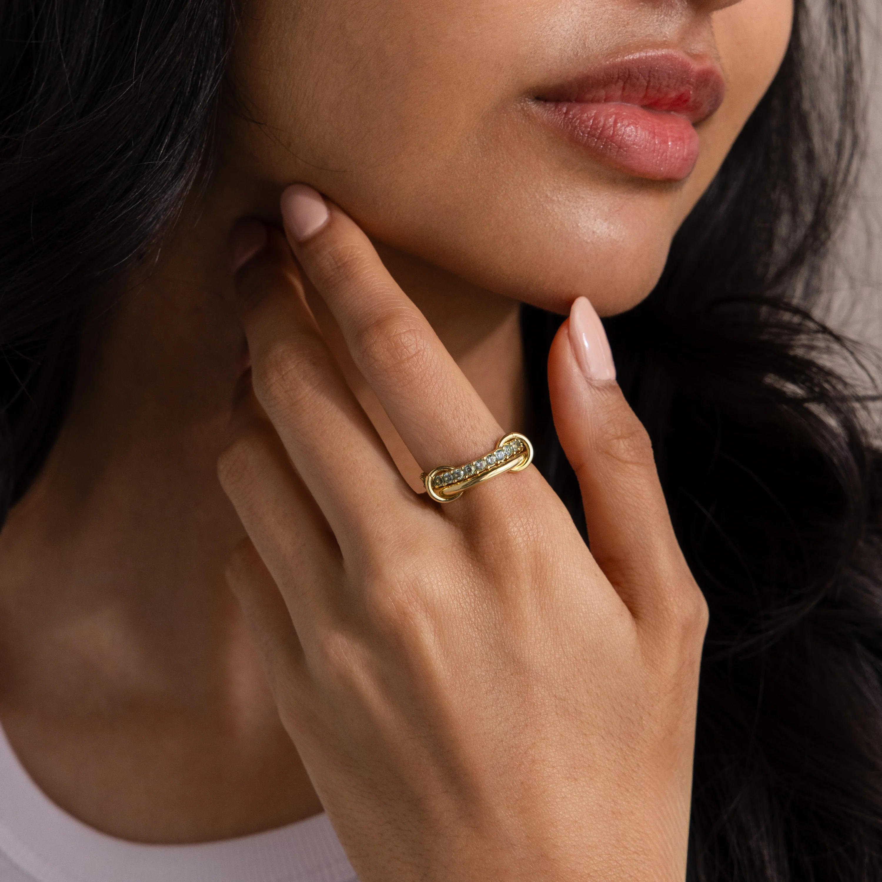 Duo Peridot Tennis Linked Ring Set - Image 2