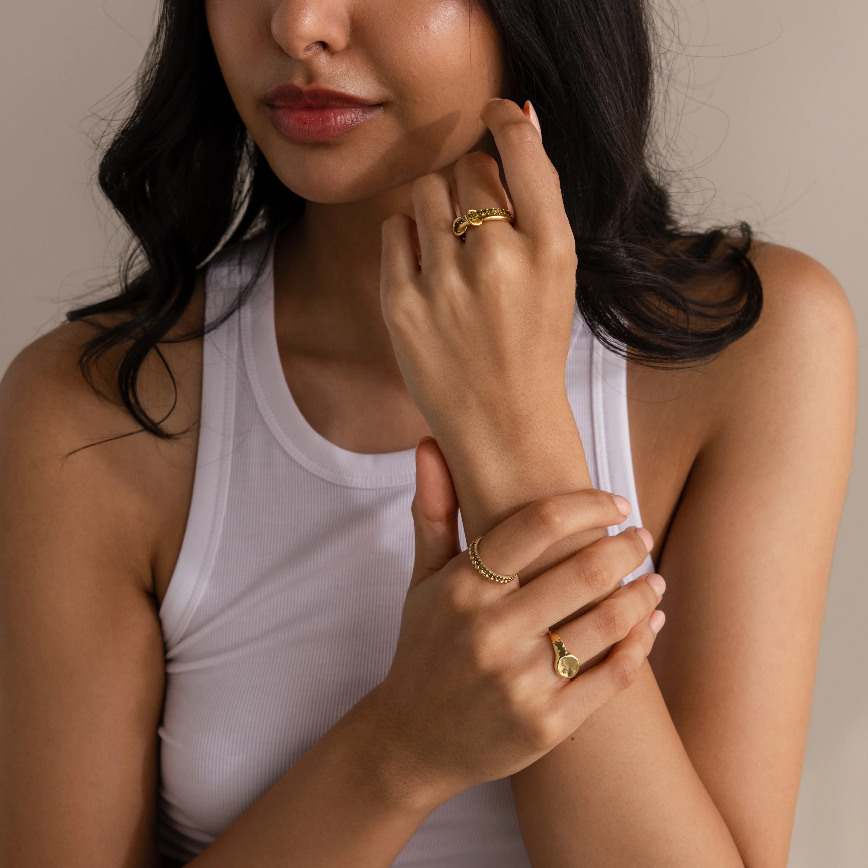 Duo Alexandrite Tennis Linked Ring Set - Image 4