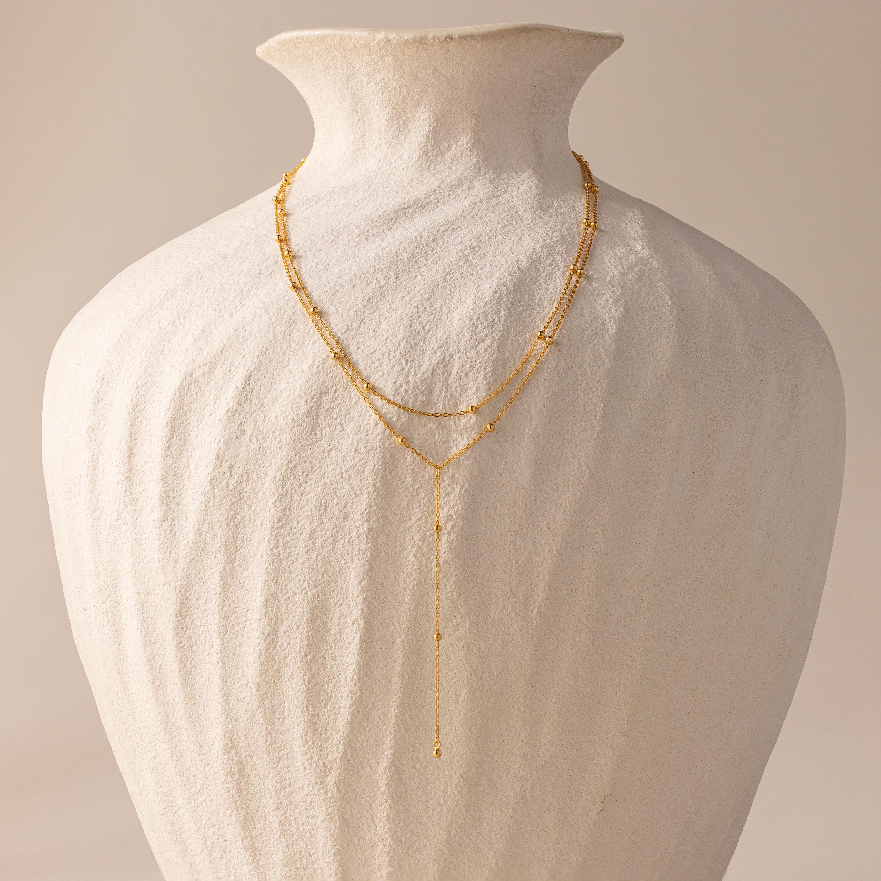 Duo Satellite Lariat Necklace in 18K Gold - Image 2