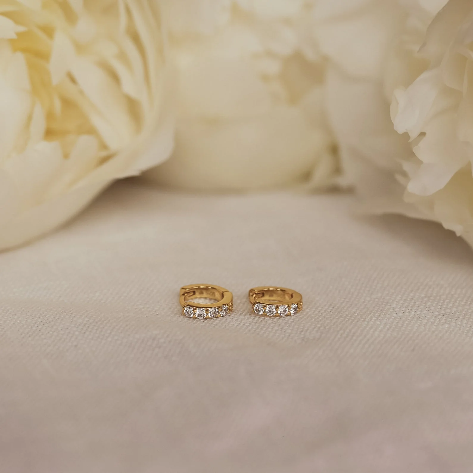Elise Diamond Huggies in 18K Gold - Image 3