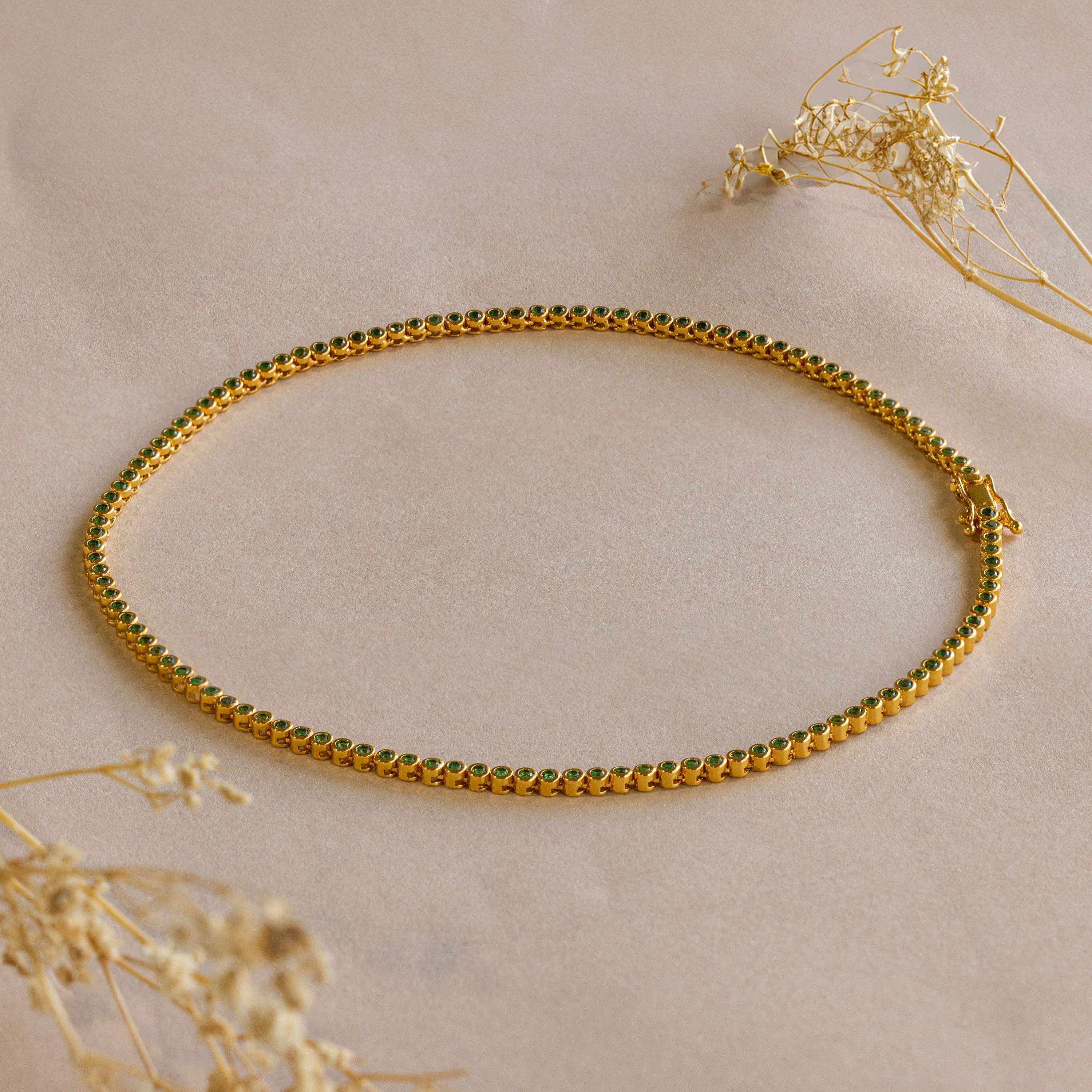 Emerald Bezel Tennis Necklace - Image 7