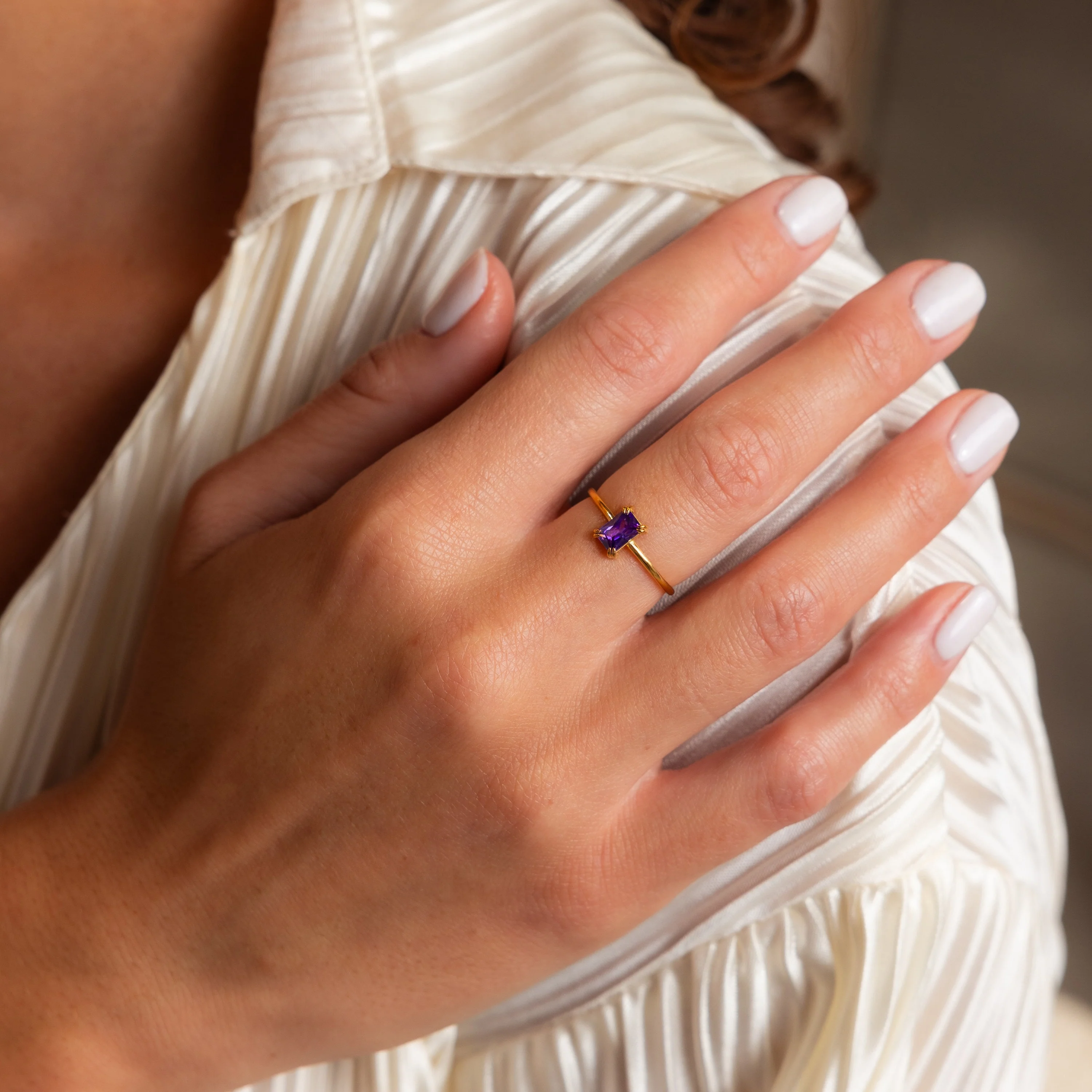 Emerald Cut Birthstone Ring - Image 2