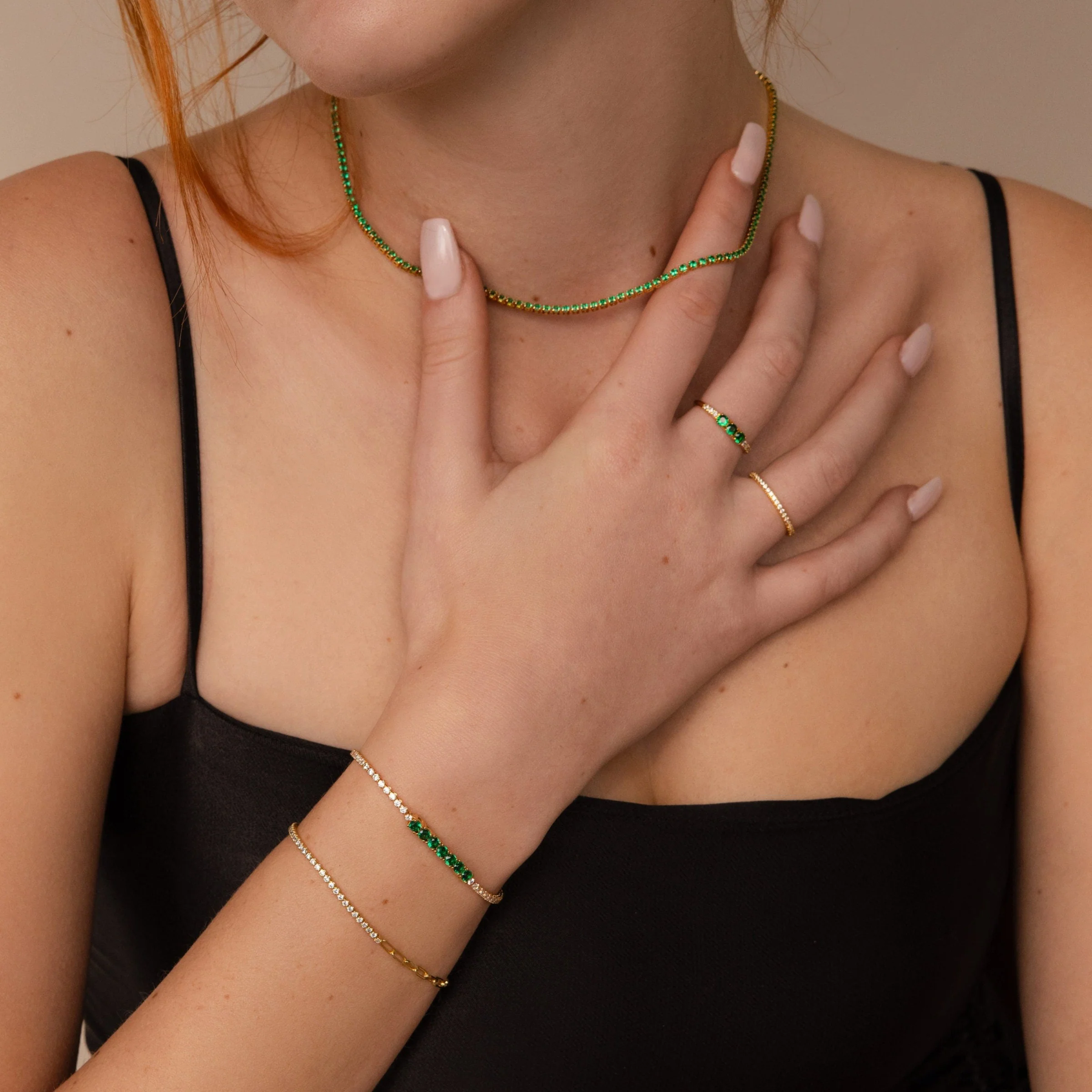 Emerald Diamond Tennis Bracelet - Image 6