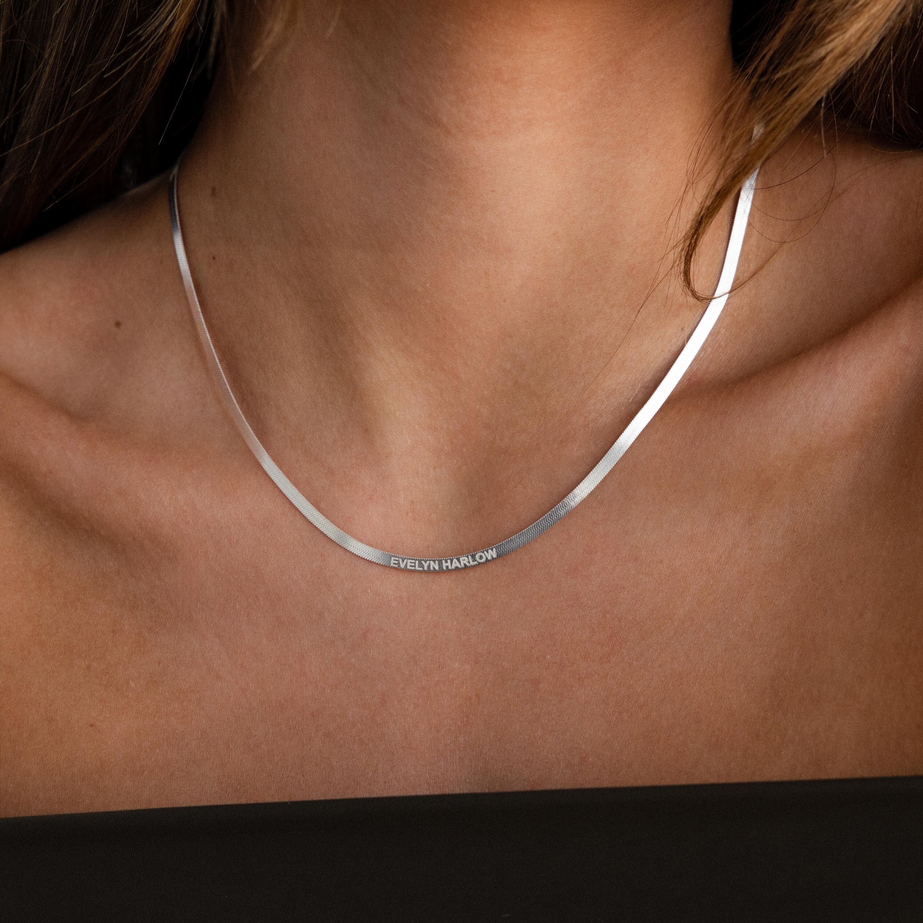 Engraved Herringbone Name Necklace - Image 4