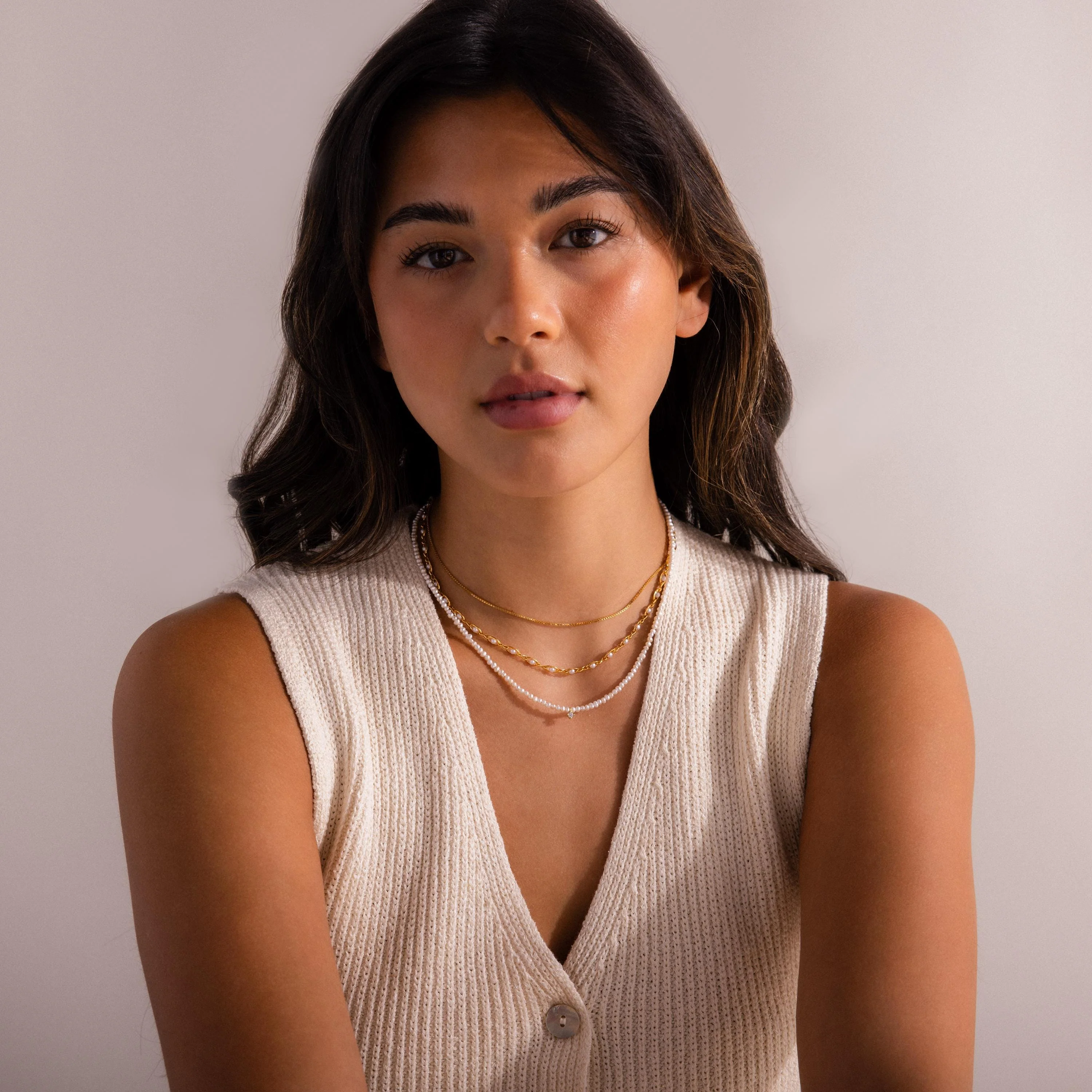 Eternity Pearl Choker Necklace in 18K Gold - Image 8