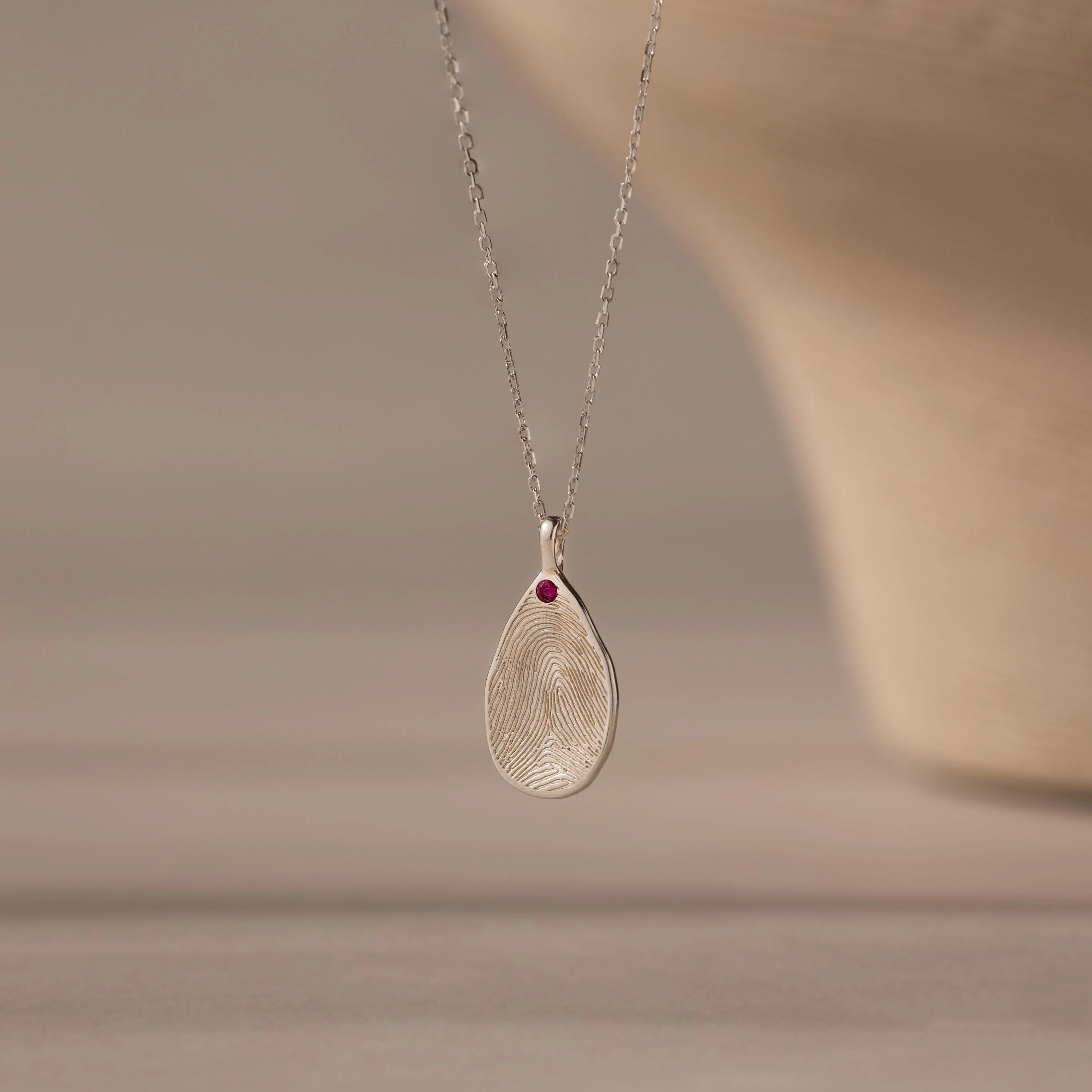 Fingerprint Birthstone Teardrop Necklace - Image 4