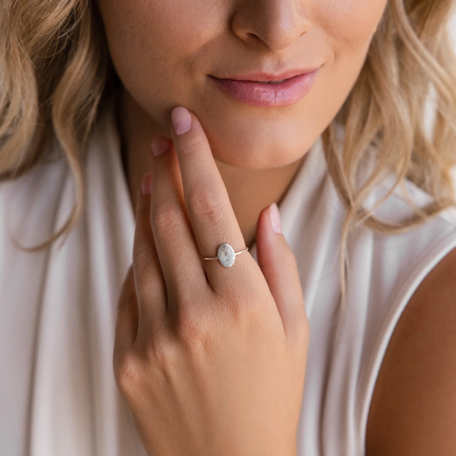Fingerprint Oval Ring - Image 6