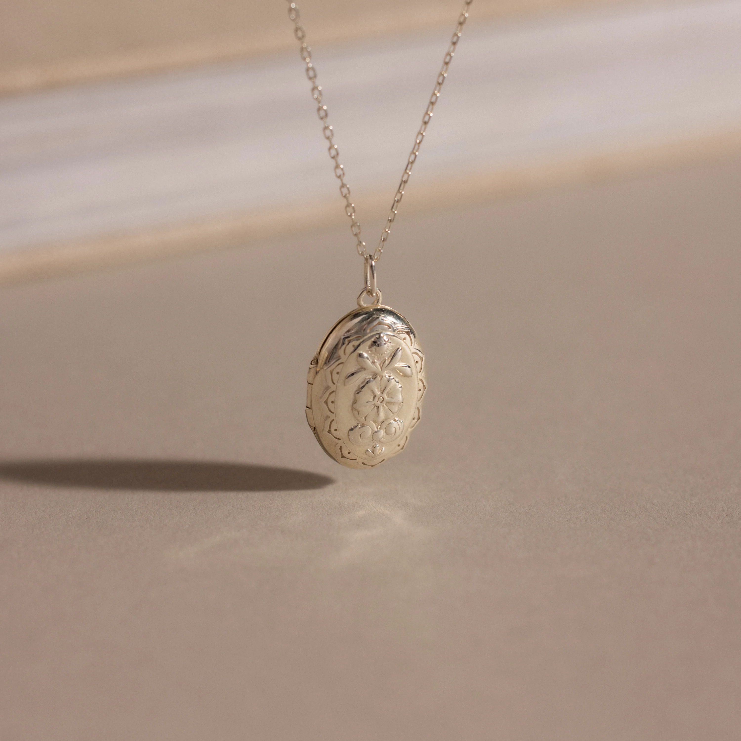 Floral Handwriting Locket Necklace in Silver - Image 5