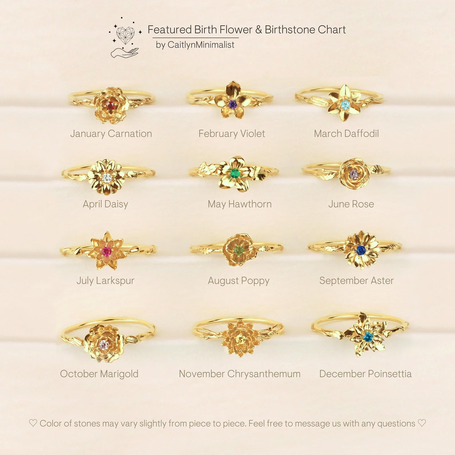 Flower Birthstone Ring - Image 8