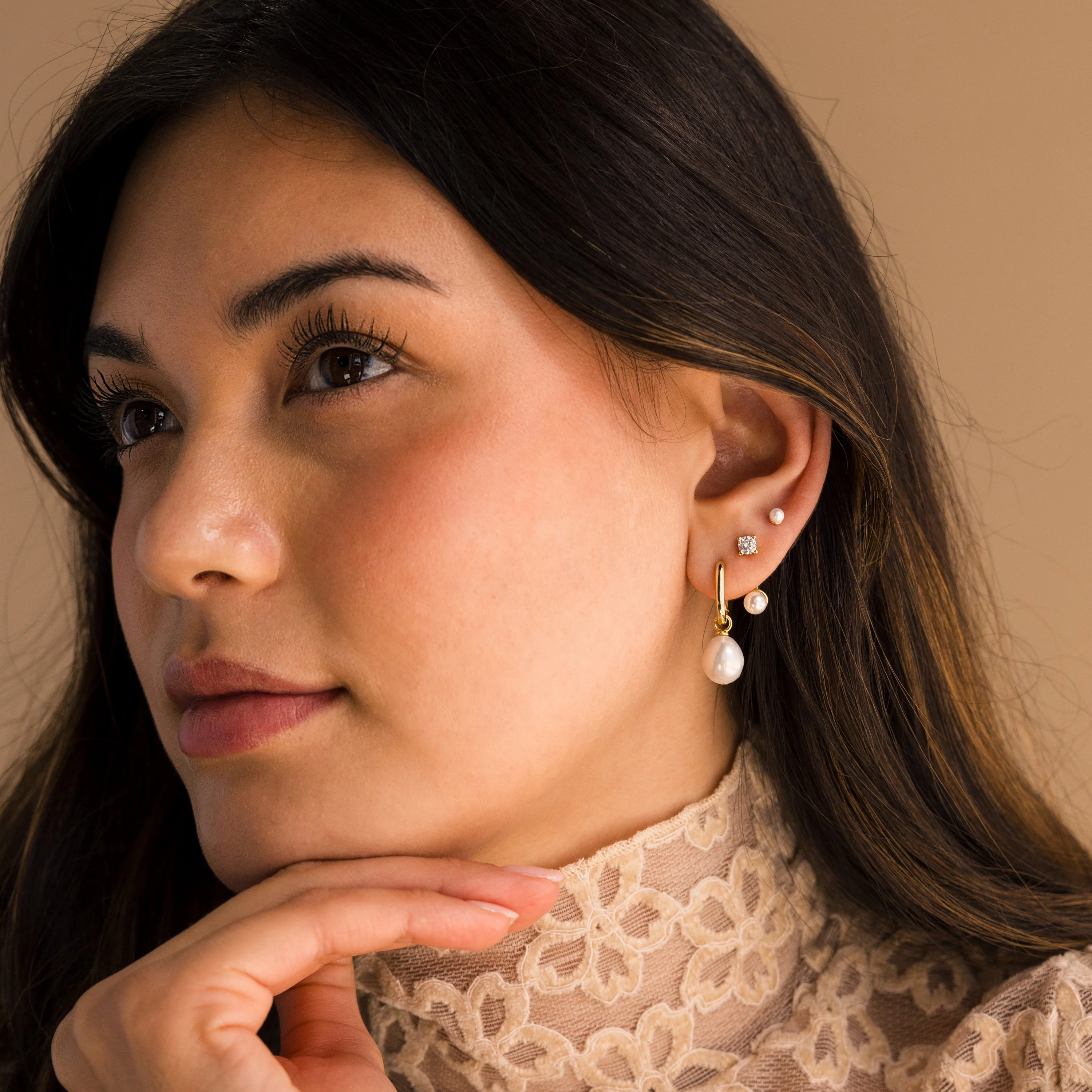 Freshwater Pearl Drop Hoops - Image 6