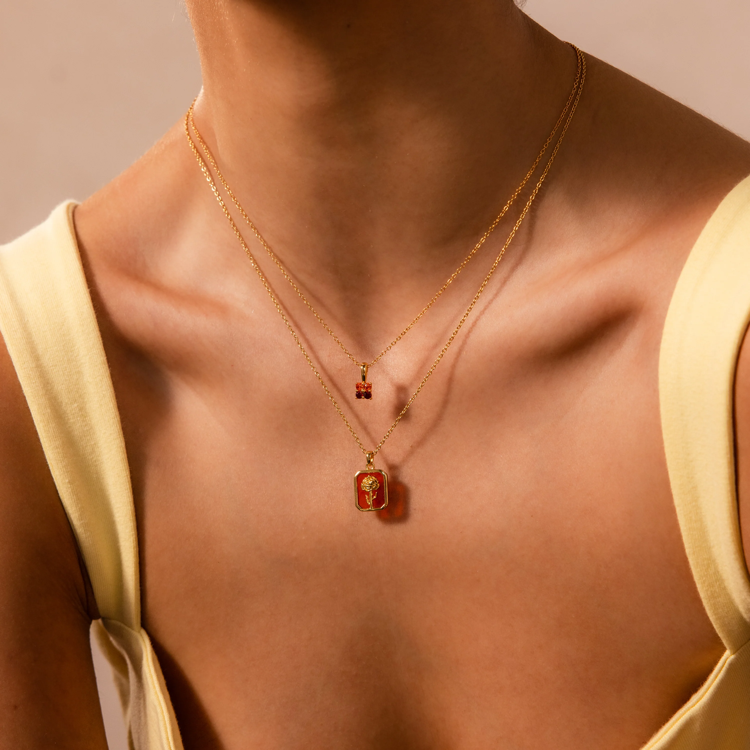 Garnet Birth Flower Charm Necklace - Image 4