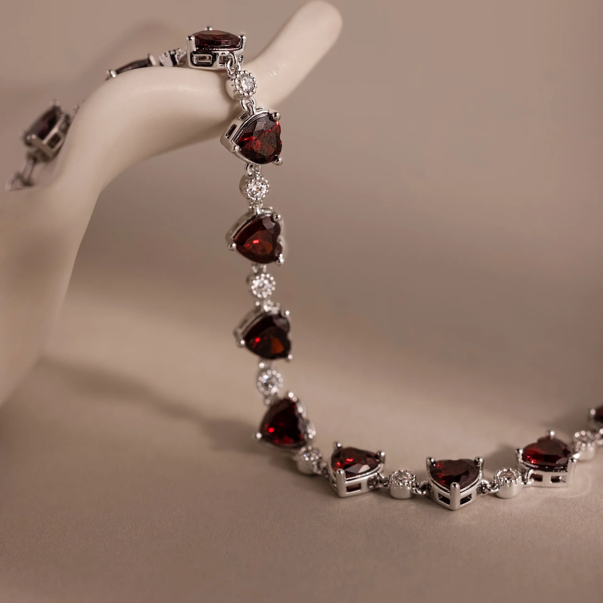 Garnet Heart Tennis Bracelet - Image 4