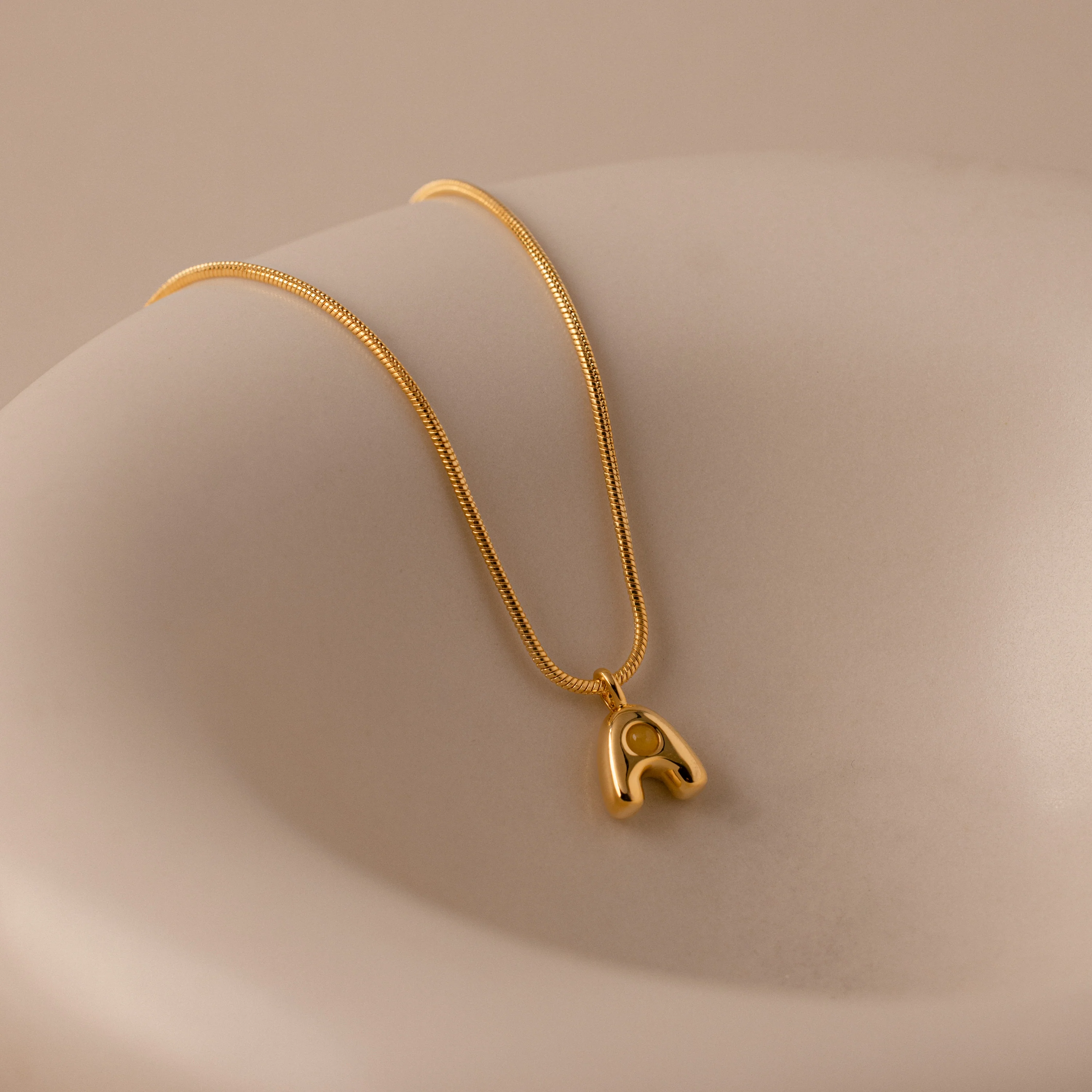 Gemstone Bubble Initial Necklace - Image 3