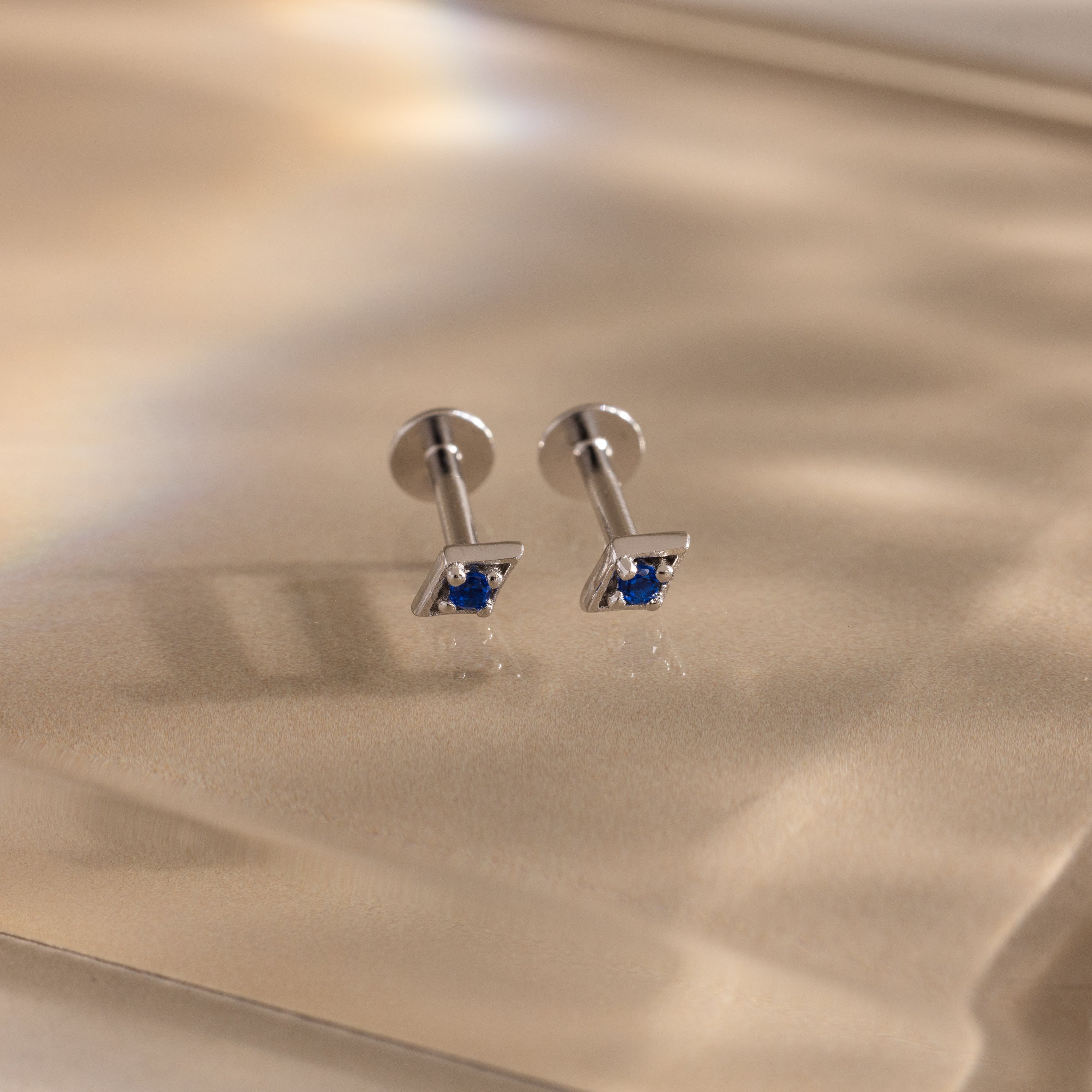 Geometric Sapphire Flat Back Studs